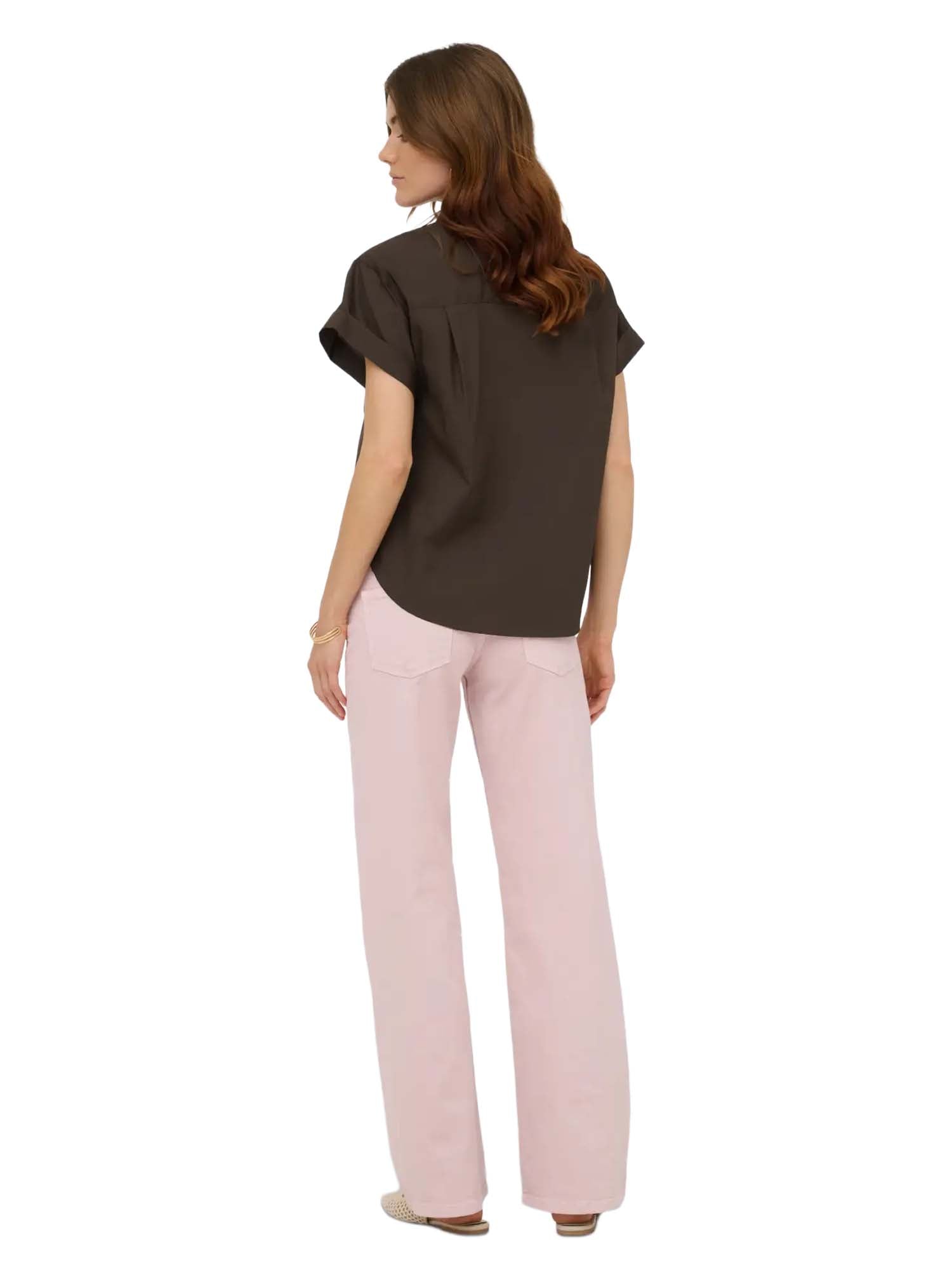 Only Camicia Onlkeri S/S Fold Shirt Wvn Marrone