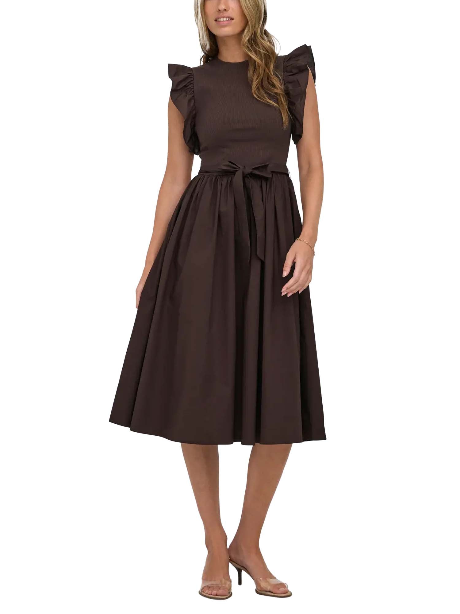 Only Vestito Onlavalora S/L Long Belt Dress Nero