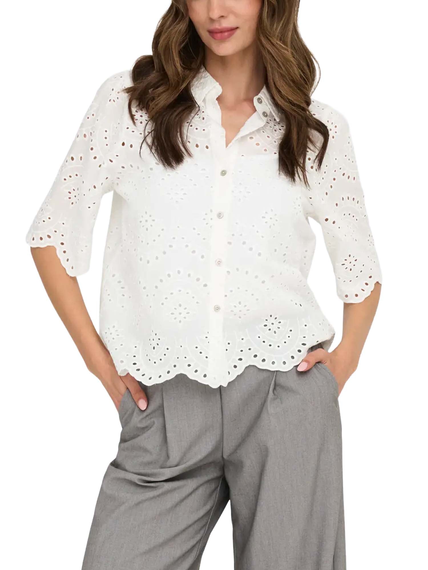 Only Onlvalais S/S Shirt Bianco