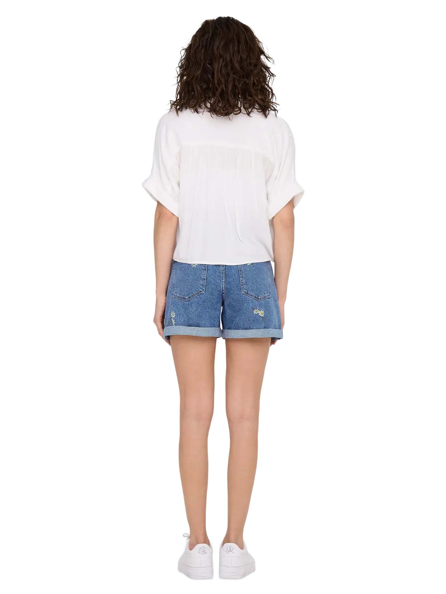 Only Camicia Onlpaula Life S/S Tie Shirt Bianco