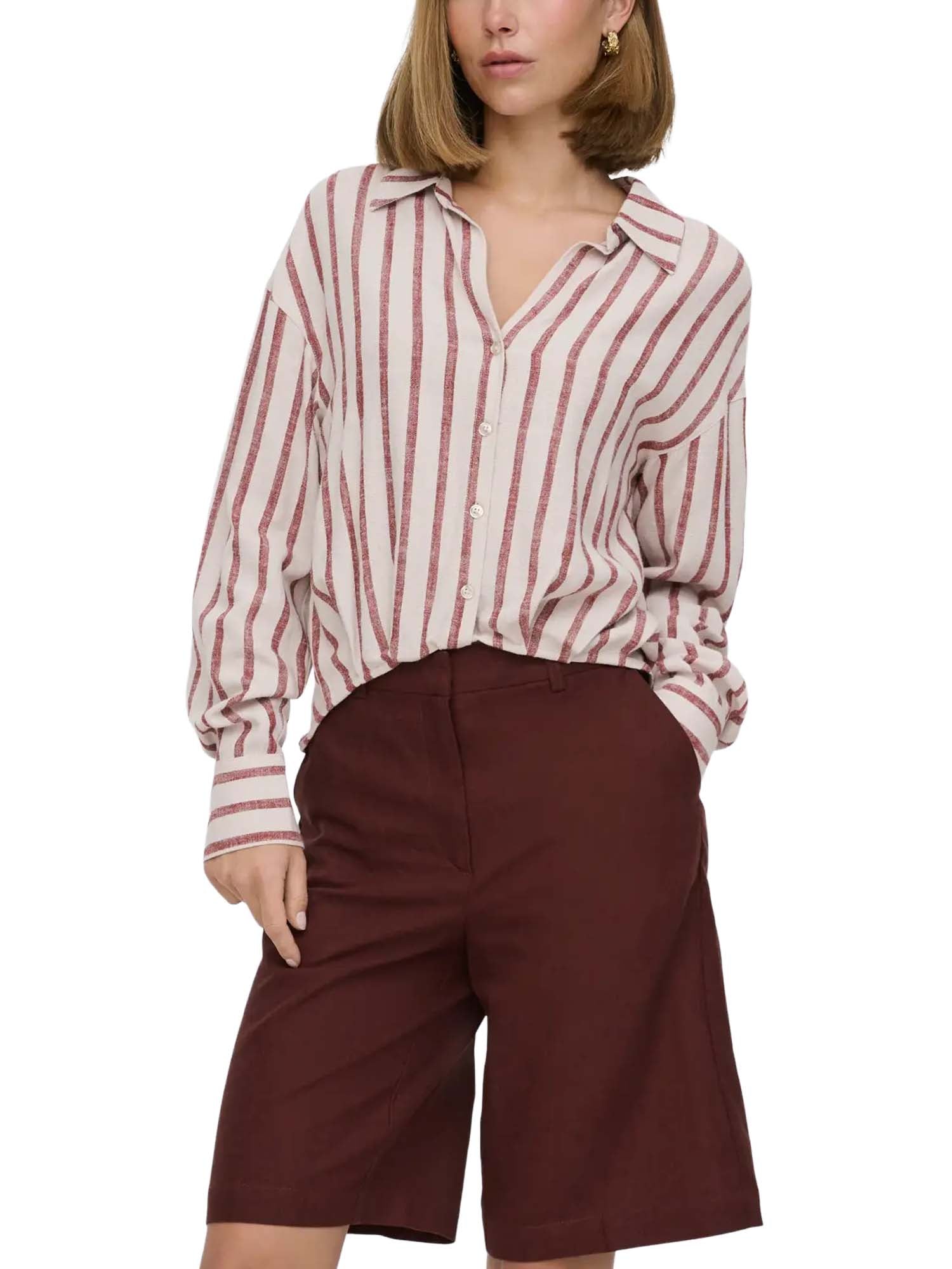 Only Camicia Onlsiesta L/S Linen Bl Balloon Multicolore