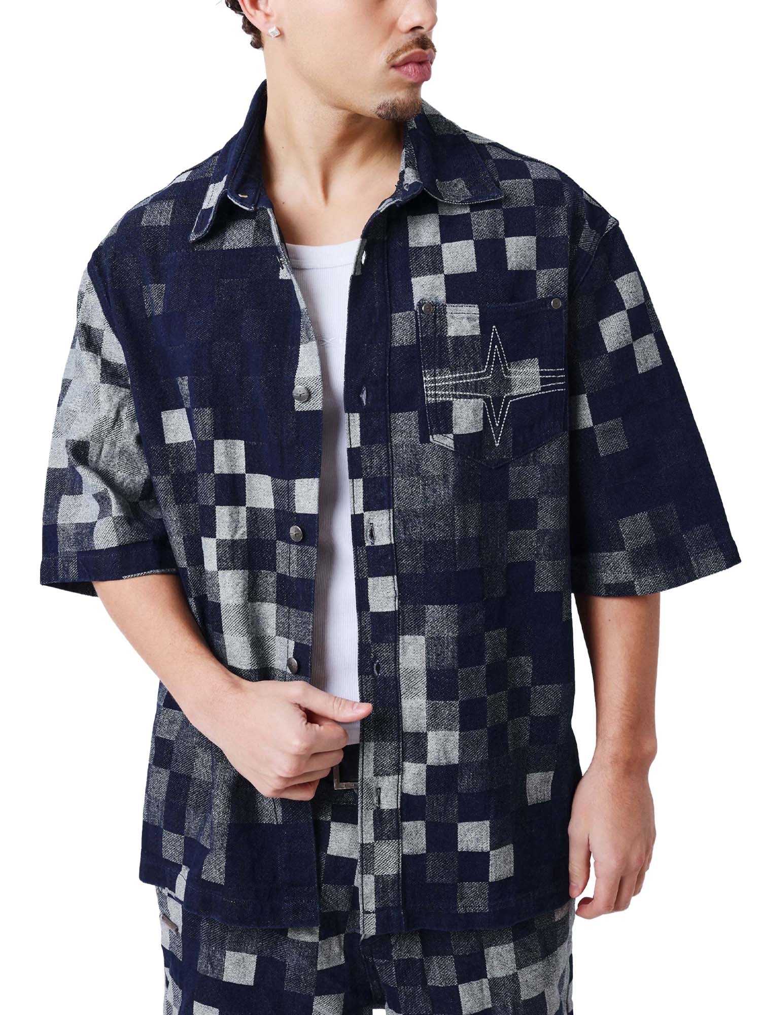 Project X Paris Camicia maniche corte pixel Blu