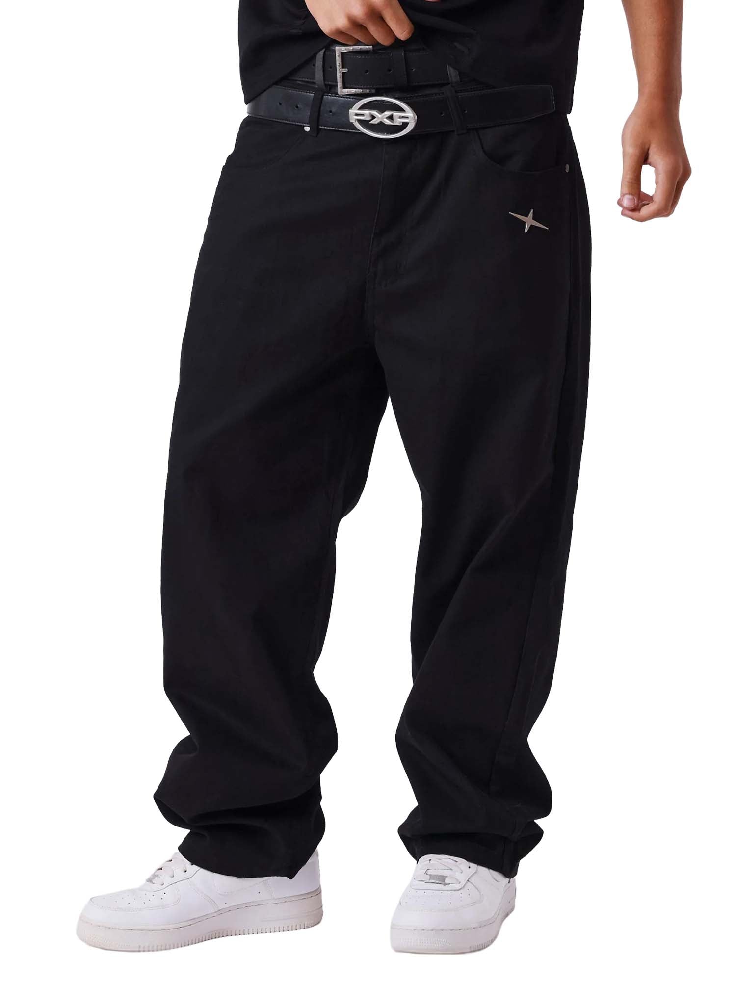 Project X Paris Pantalone Sovrapposizione a Vita a Contrasto Nero