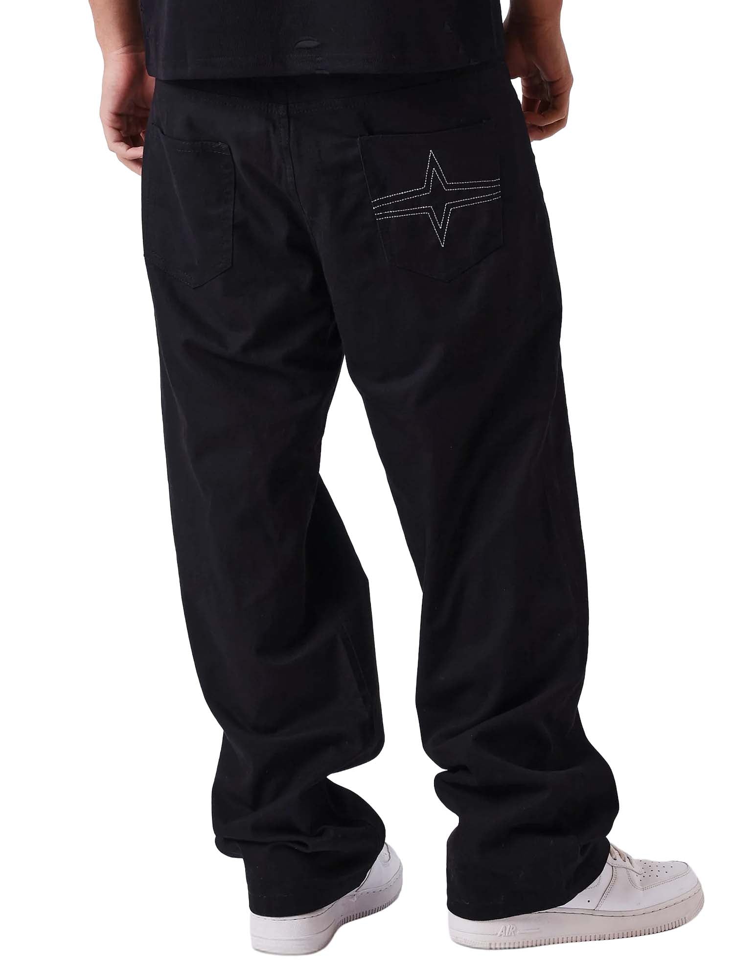 Project X Paris Pantalone Sovrapposizione a Vita a Contrasto Nero