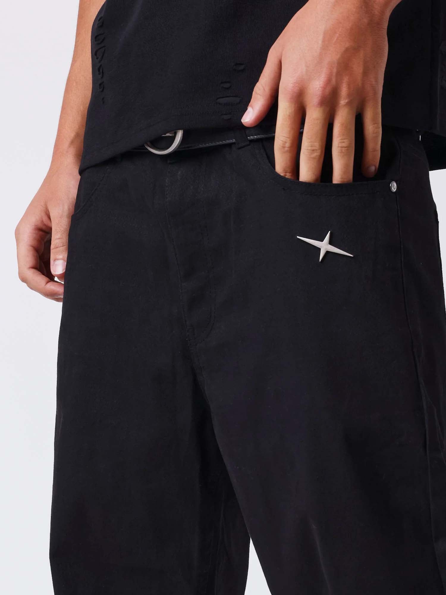 Project X Paris Pantalone Sovrapposizione a Vita a Contrasto Nero