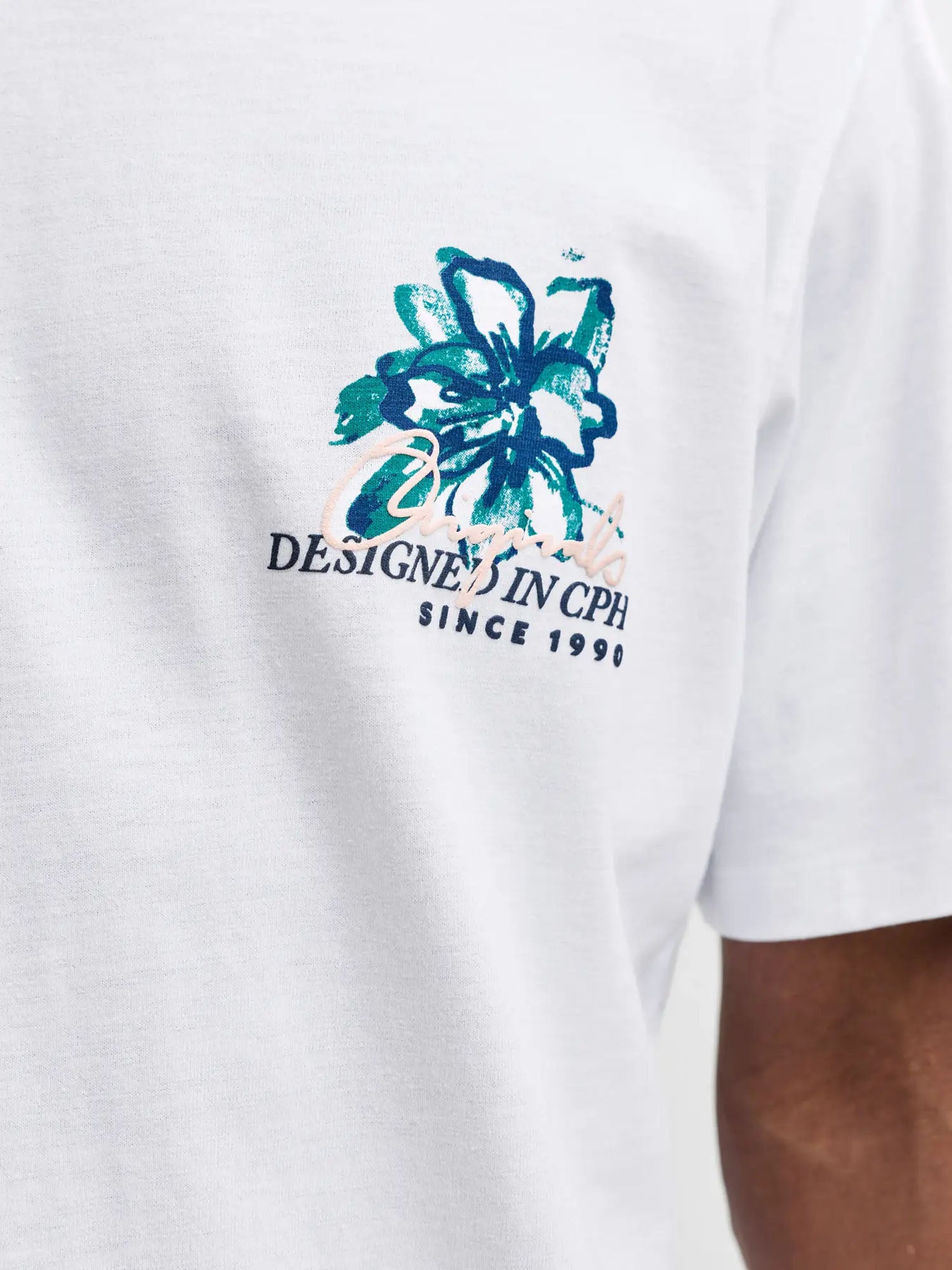 Jack & Jones t-shirt Jorhyeres back crayon Bianco