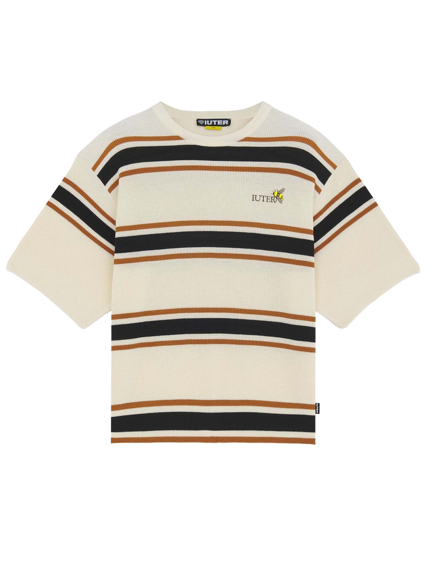 Iuter Harmony Striped Knit Over Tee Bianco