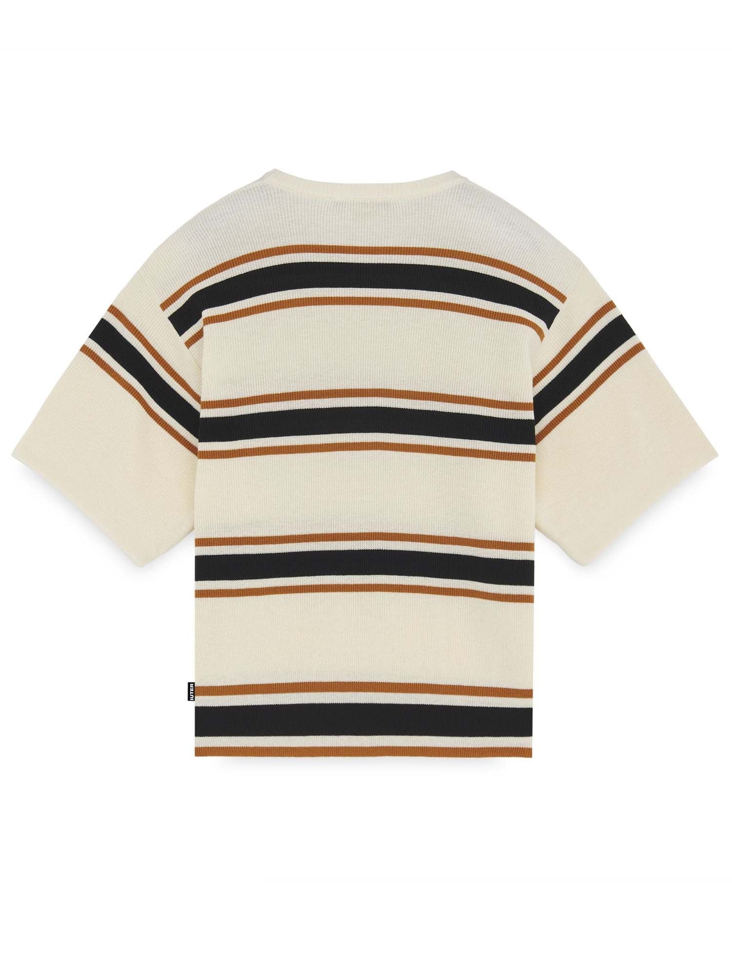 Iuter Harmony Striped Knit Over Tee Bianco