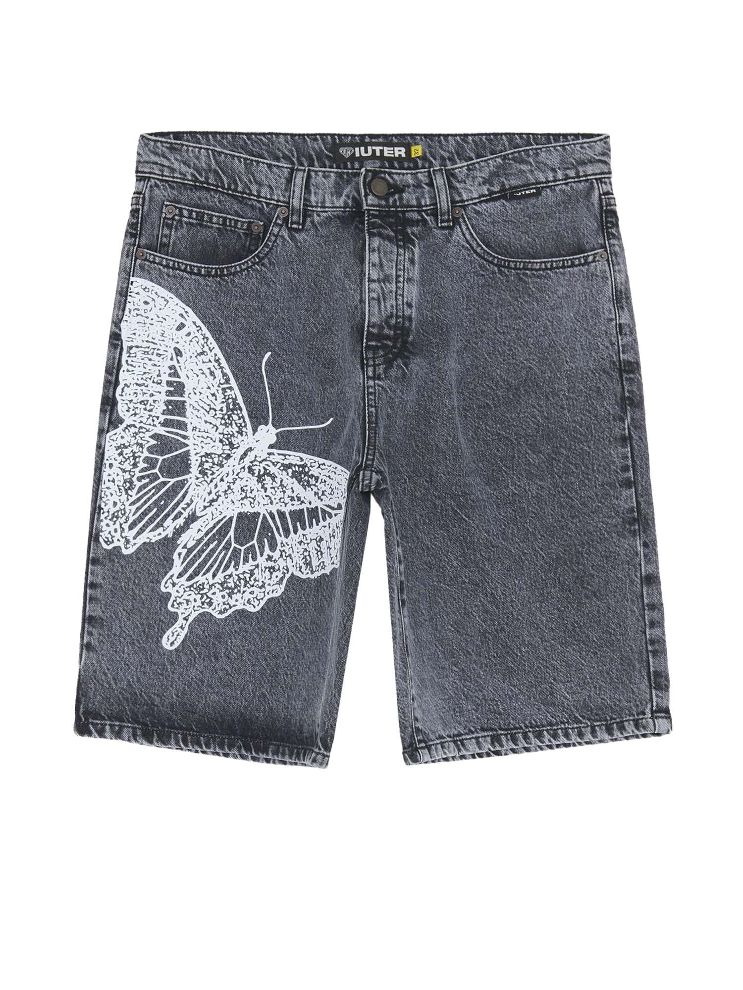 Iuter Shorts Butterfly Loose Denim Grigio