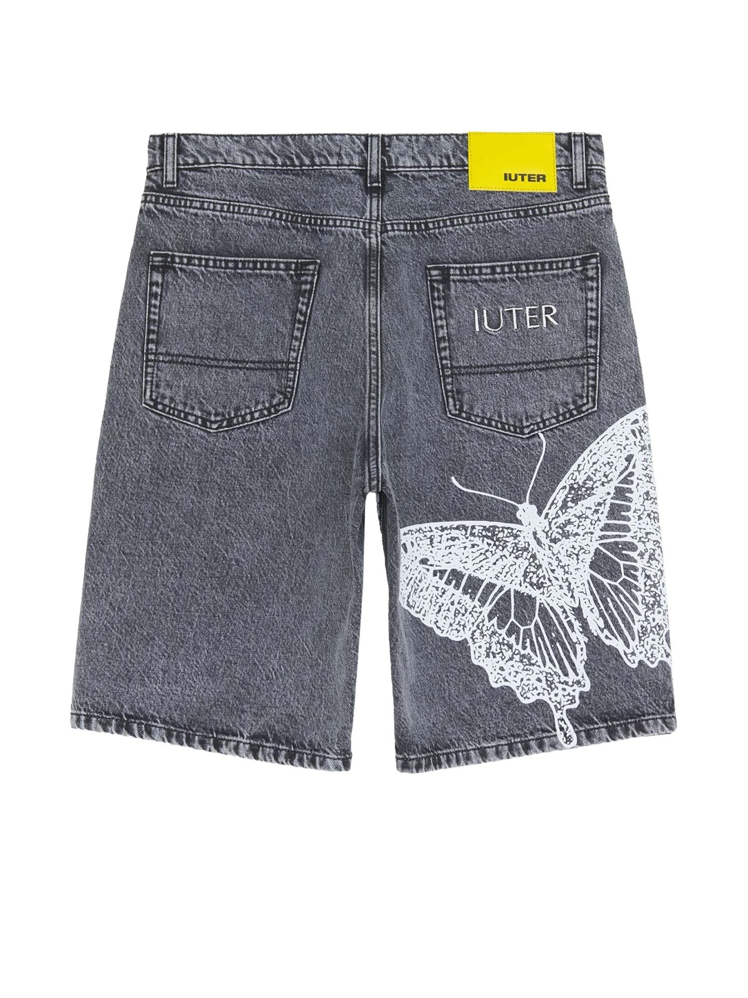 Iuter Shorts Butterfly Loose Denim Grigio