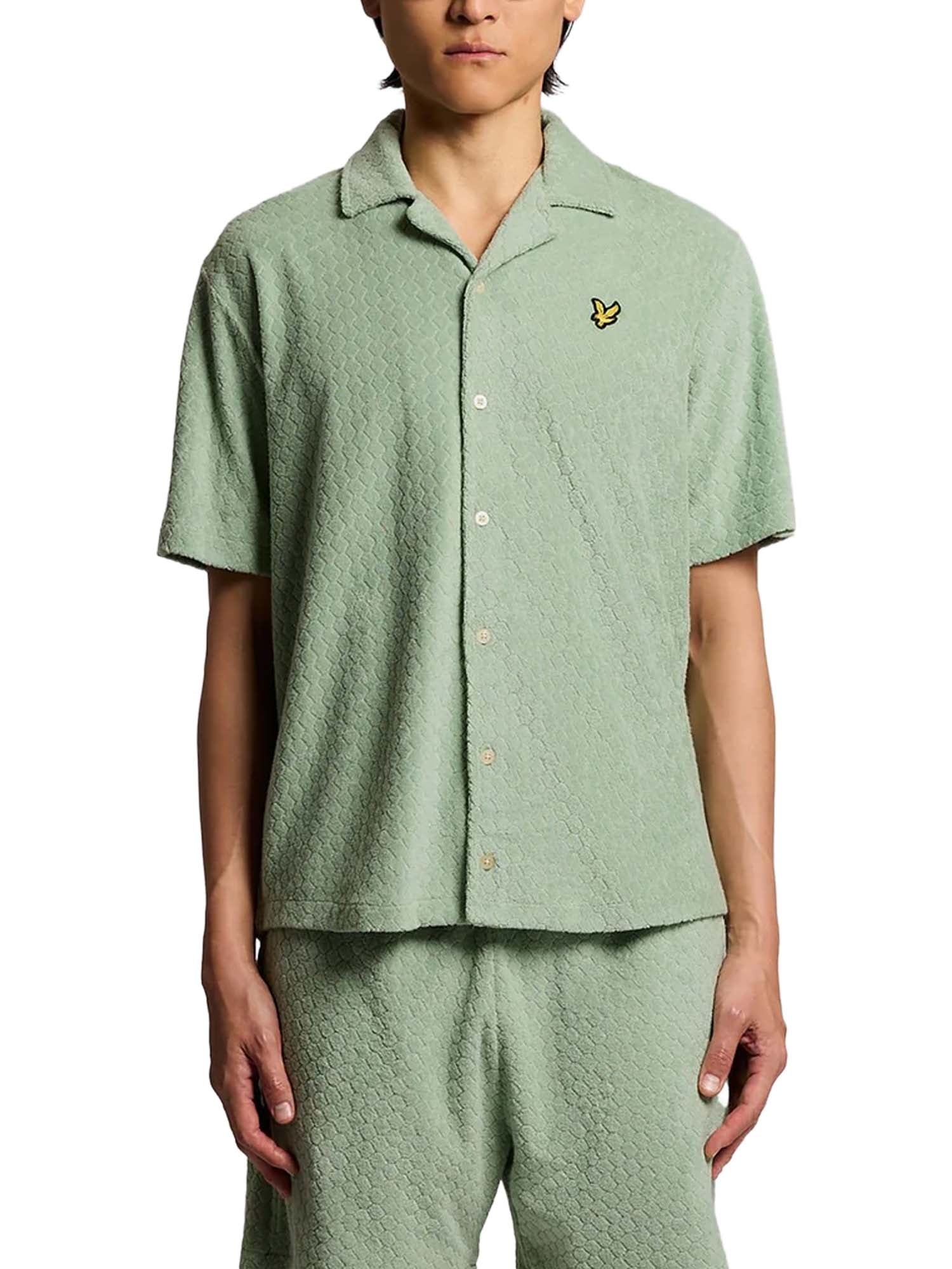 Lyle & Scott Camicia Honeycomb Effect Towelling Verde