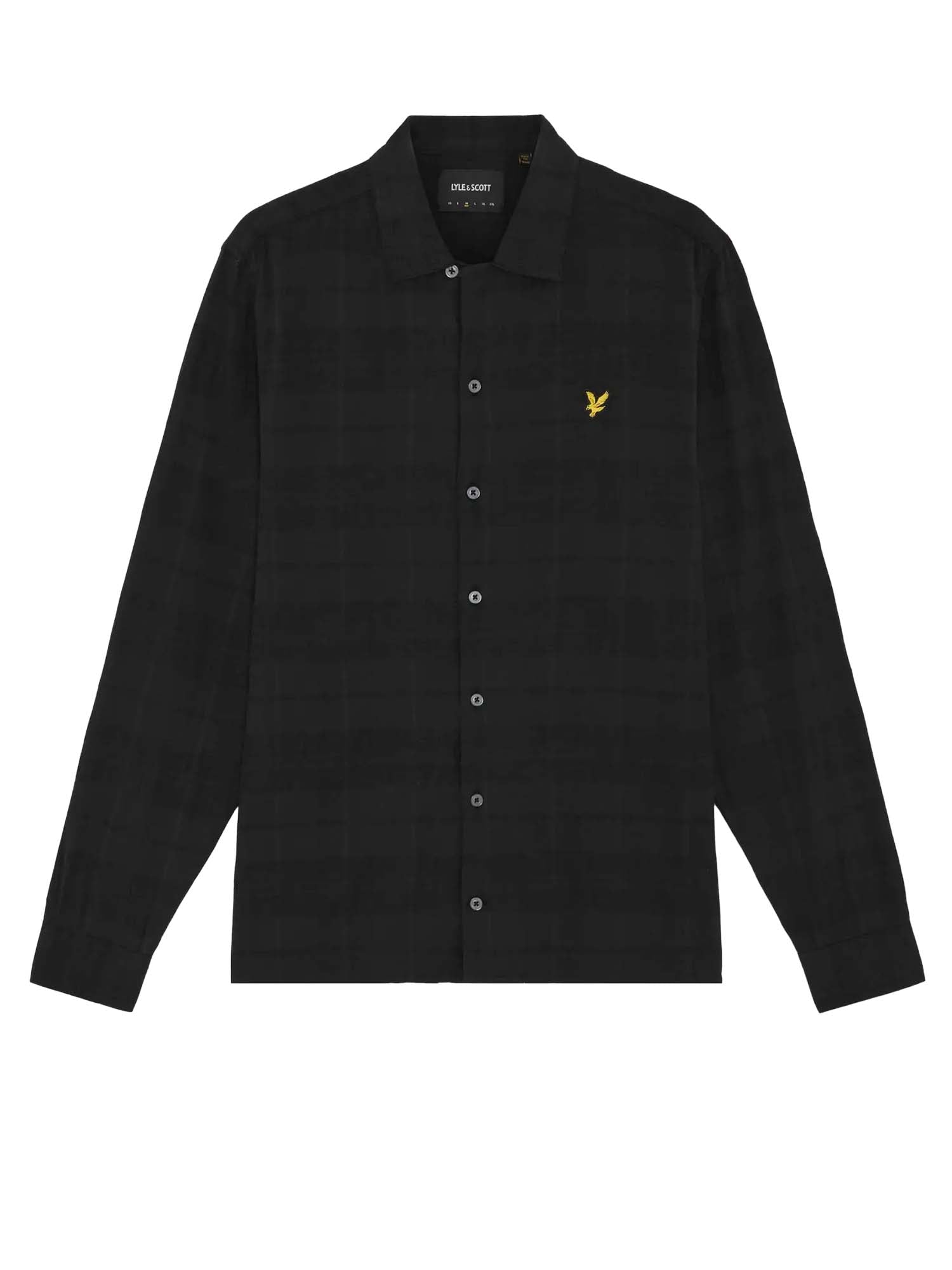 Lyle & Scott Cotton Check Textured Shirt Nero