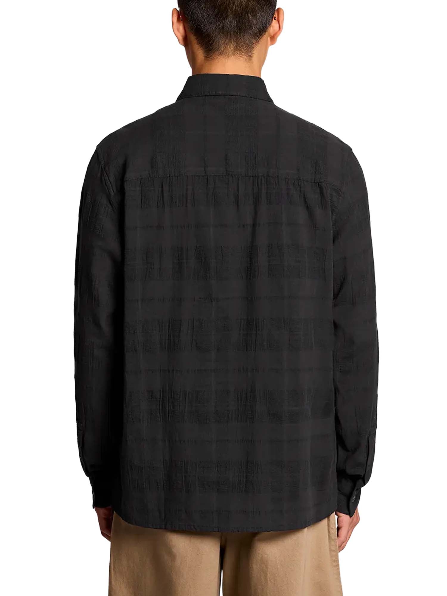 Lyle & Scott Cotton Check Textured Shirt Nero