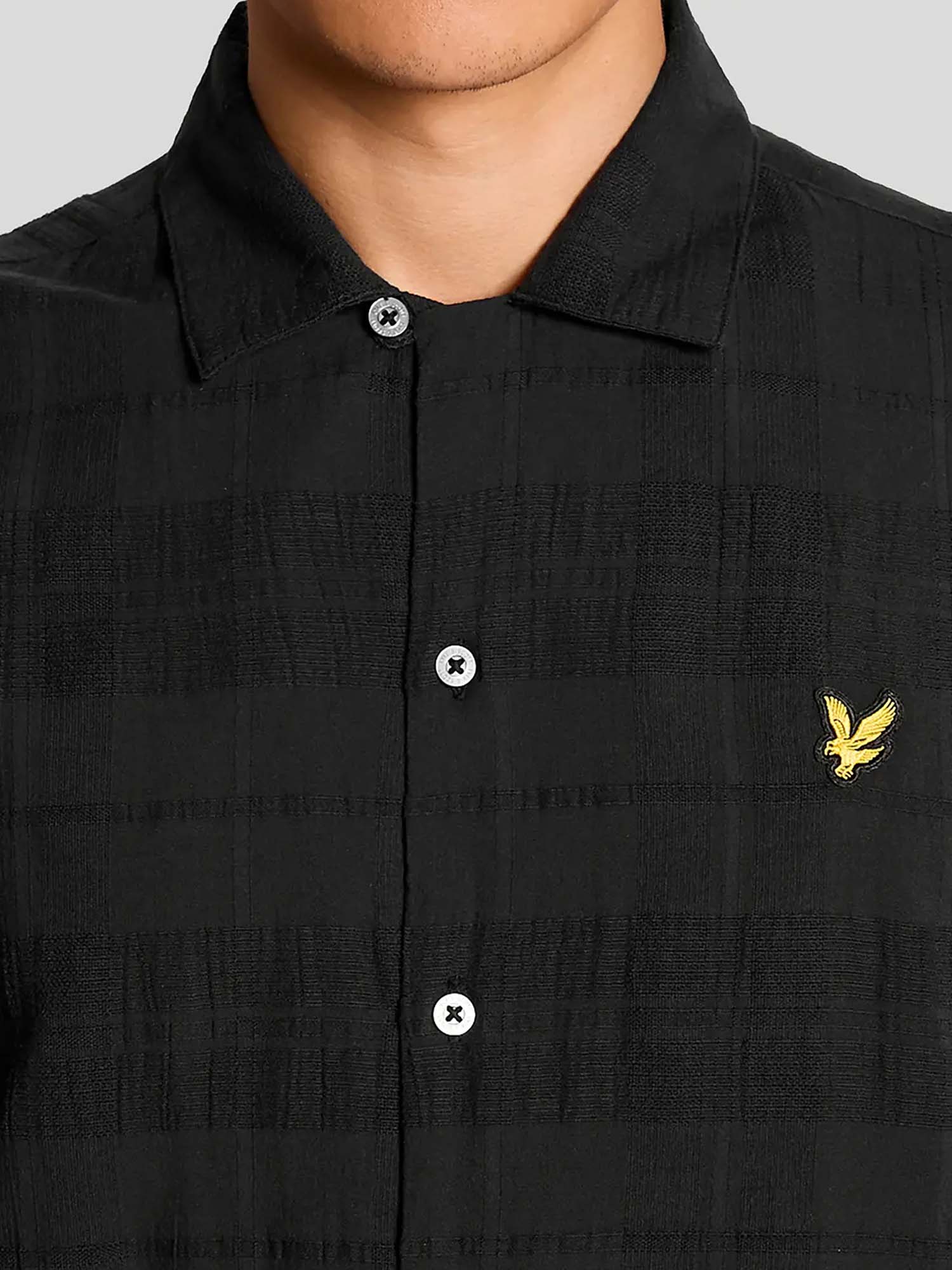 Lyle & Scott Cotton Check Textured Shirt Nero