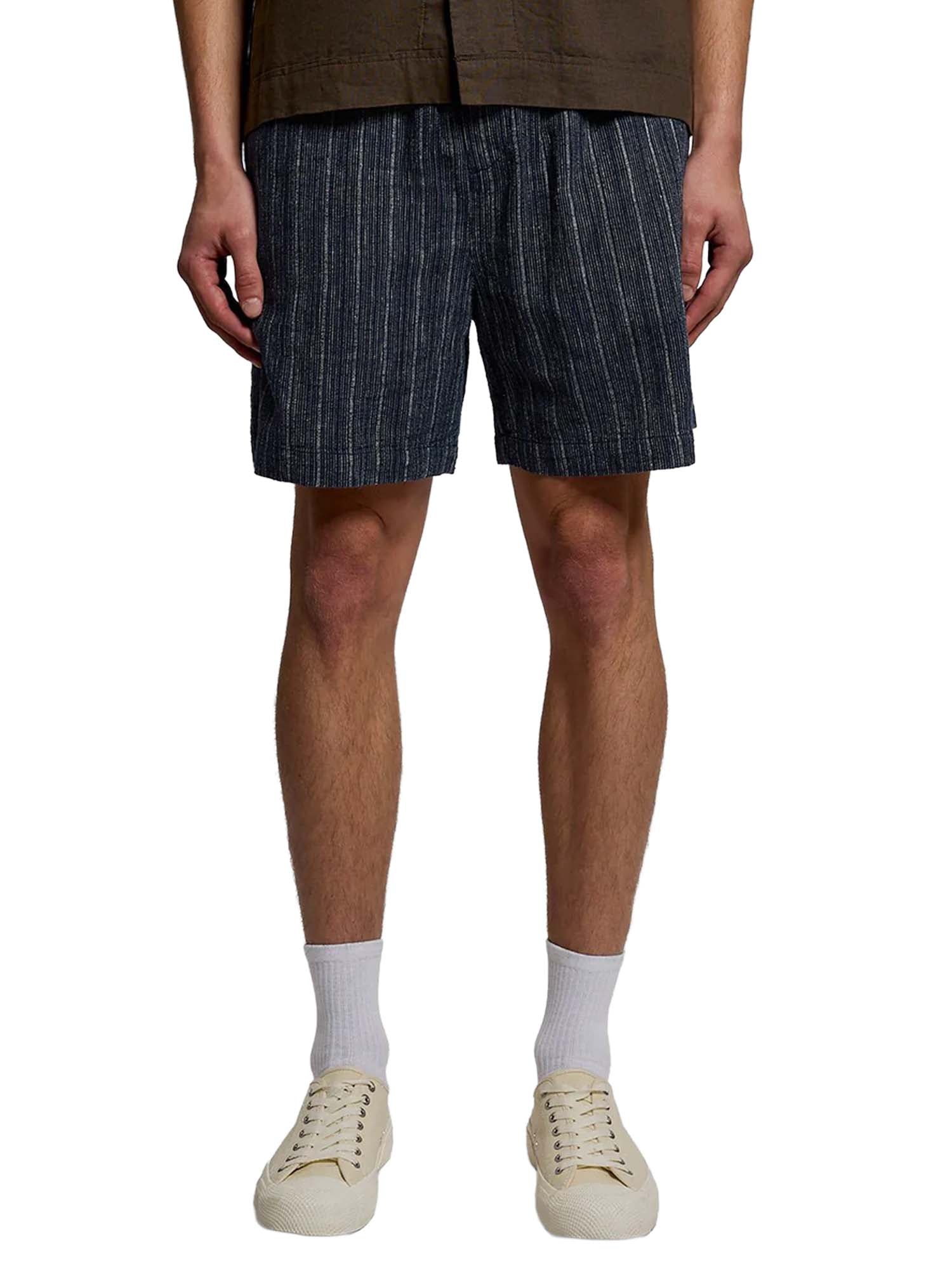 Lyle & Scott Shorts Linen Blend Stripe Blu