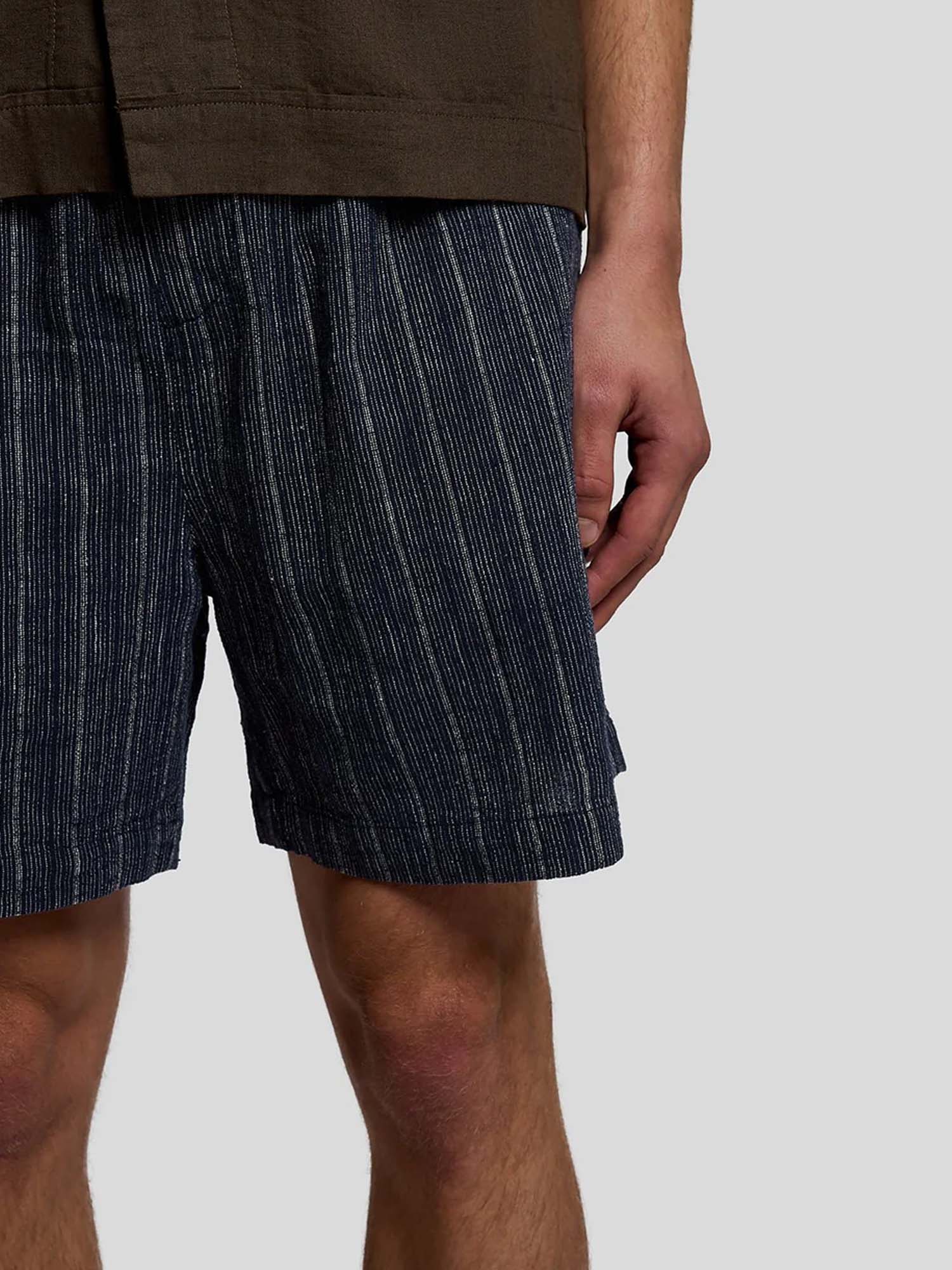 Lyle & Scott Shorts Linen Blend Stripe Blu