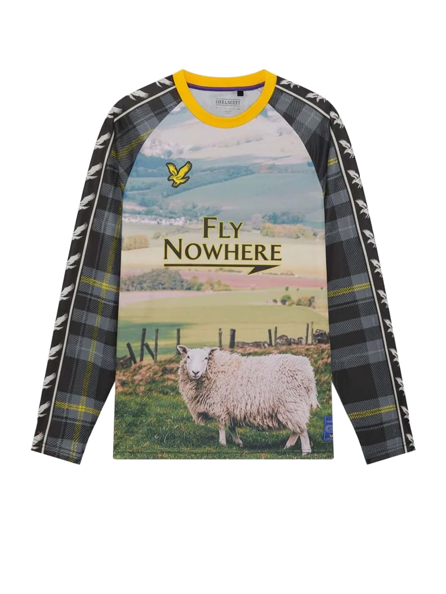 Lyle & Scott Sheep Graphic Long Sleeve Football Jersey x Fly Nowhere Nero
