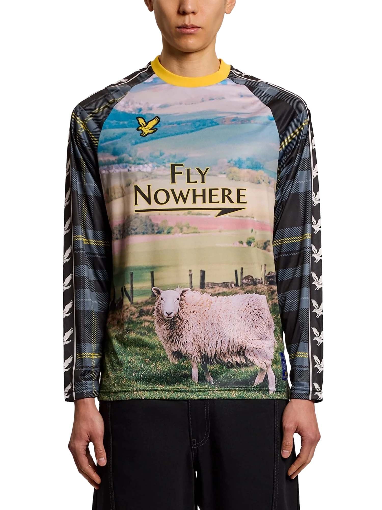 Lyle & Scott Sheep Graphic Long Sleeve Football Jersey x Fly Nowhere Nero