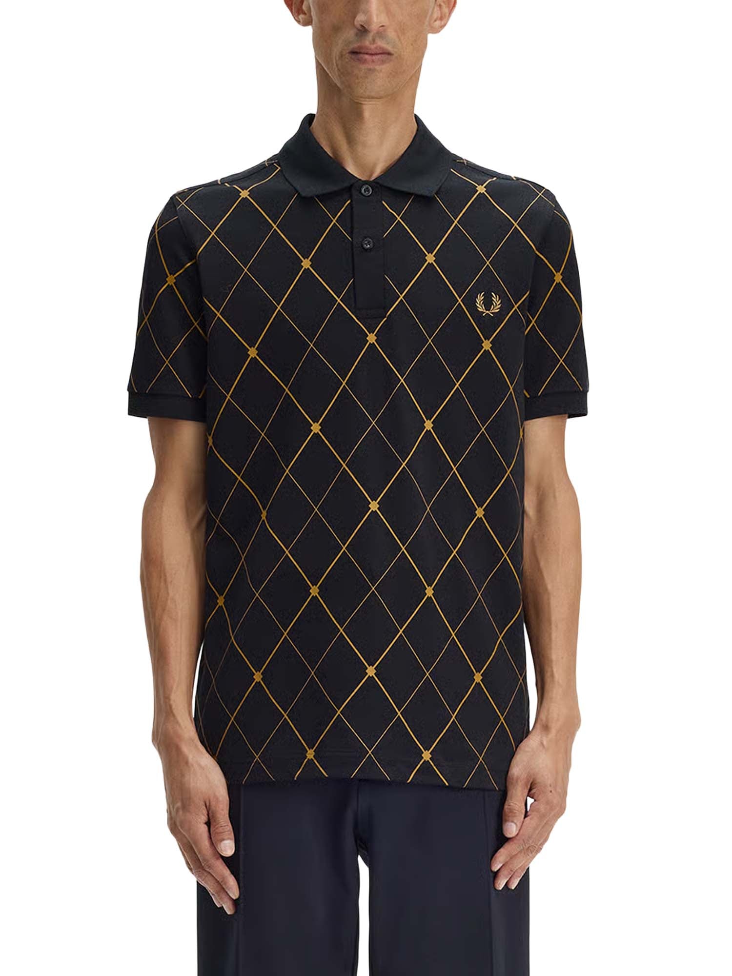 Fred Perry Polo con stampa a losanghe Nero