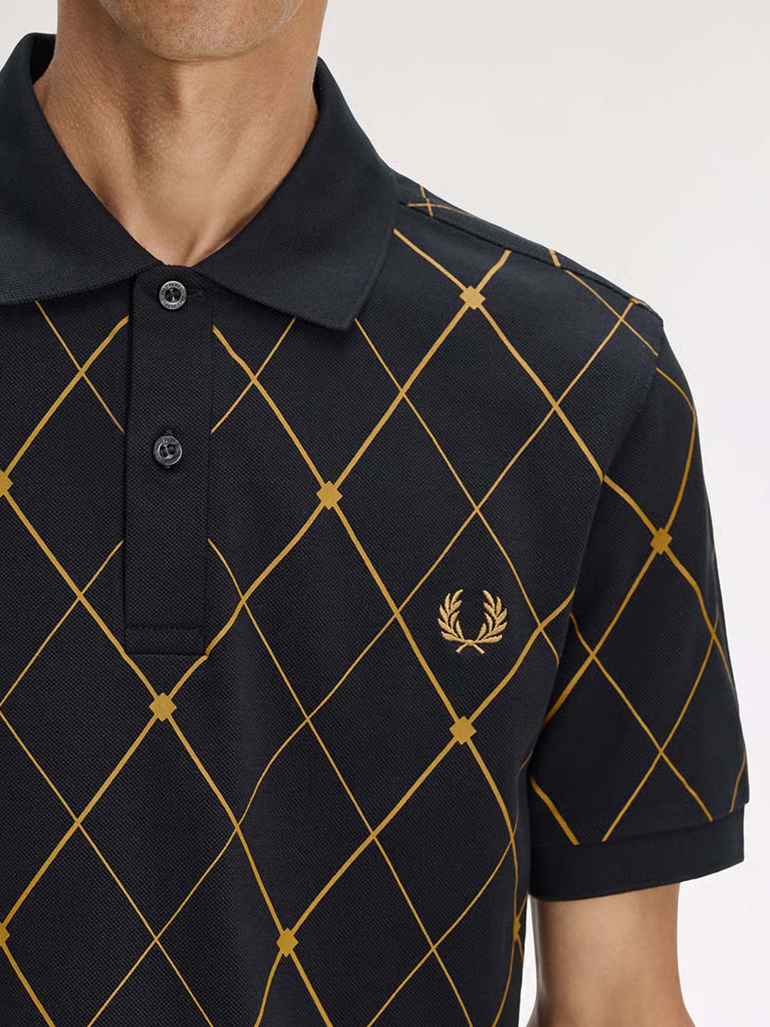 Fred Perry Polo con stampa a losanghe Nero
