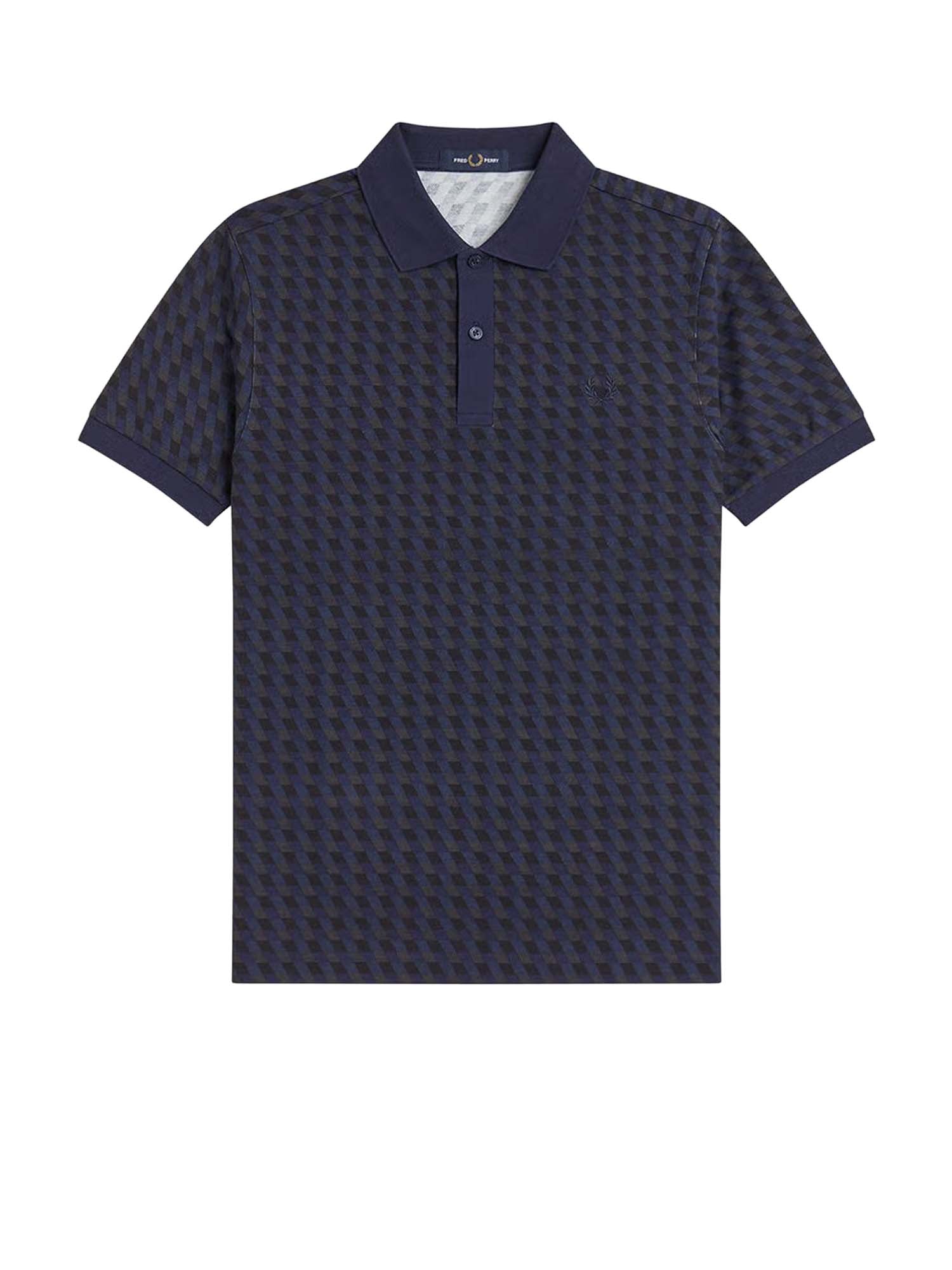 Fred Perry Polo Slanted Geo Print Blu