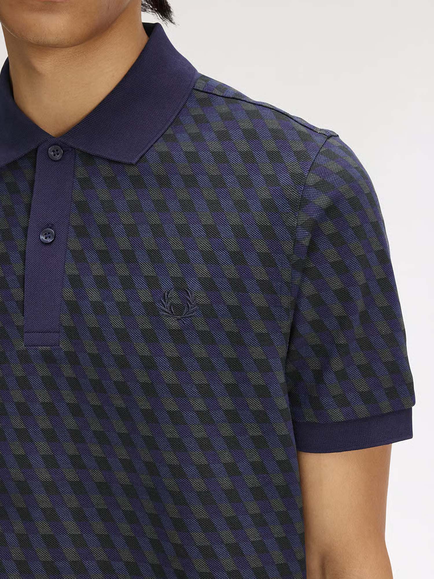 Fred Perry Polo Slanted Geo Print Blu