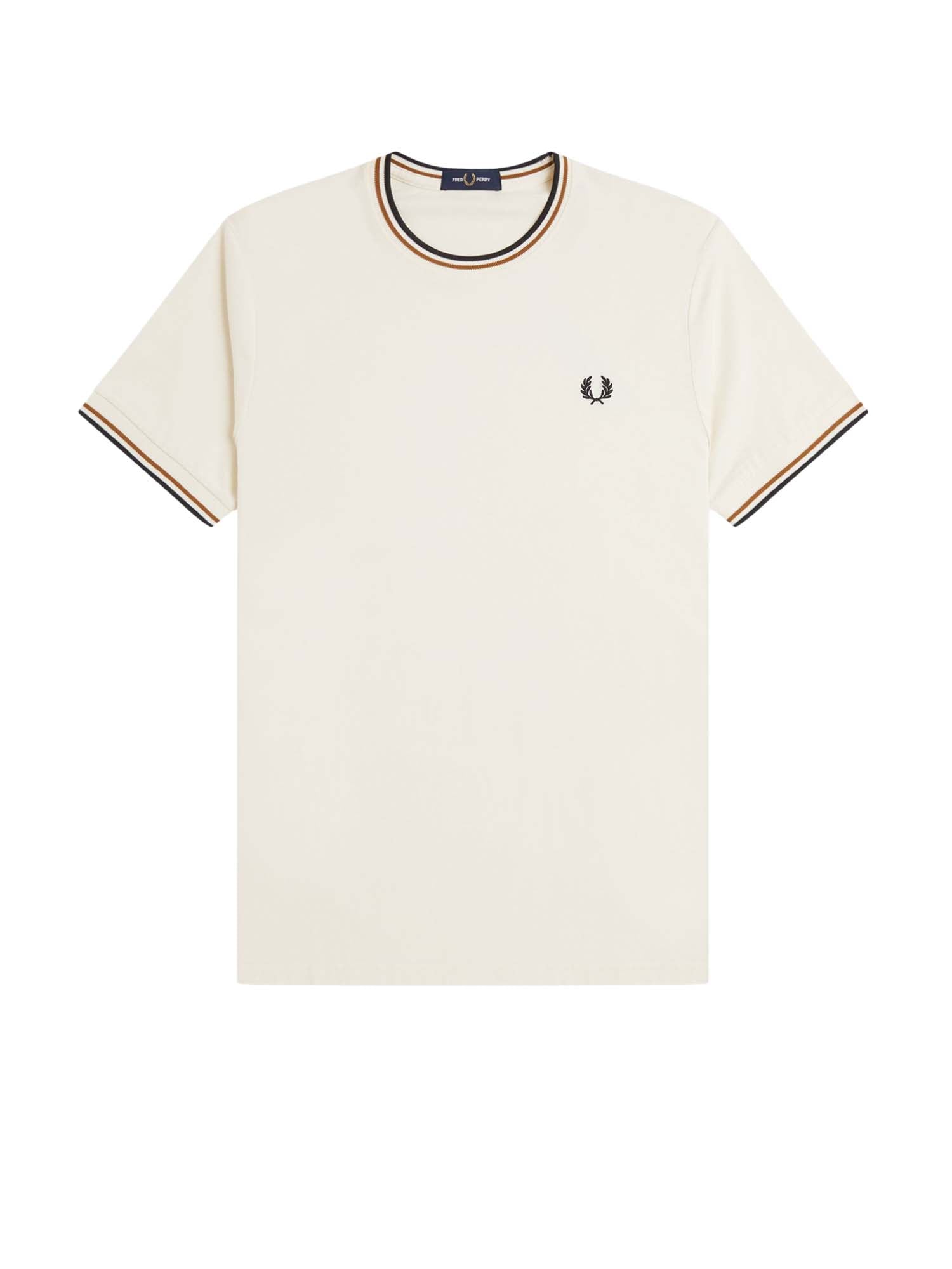 Fred Perry T-shirt con doppia riga Bianco