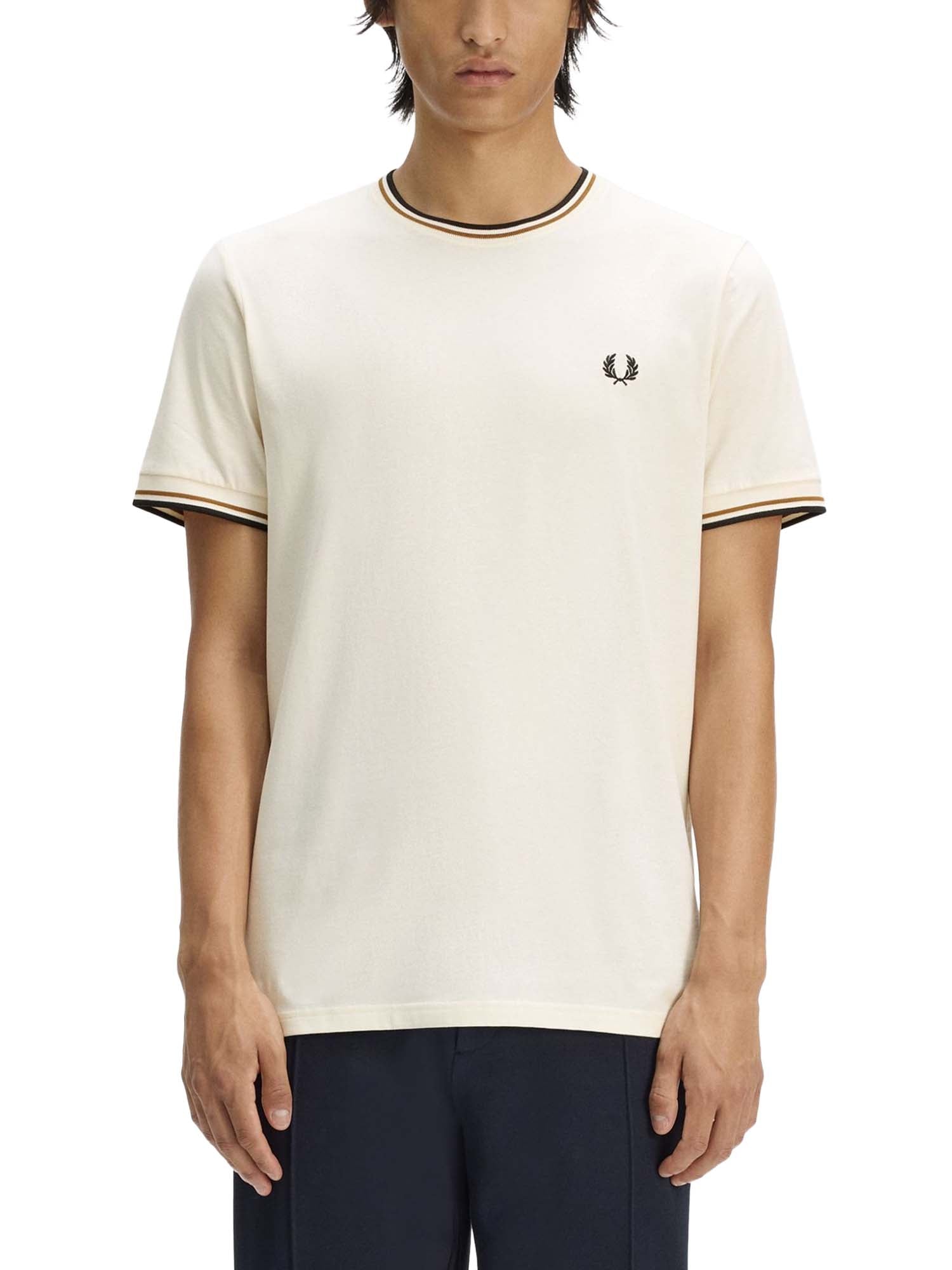 Fred Perry T-shirt con doppia riga Bianco