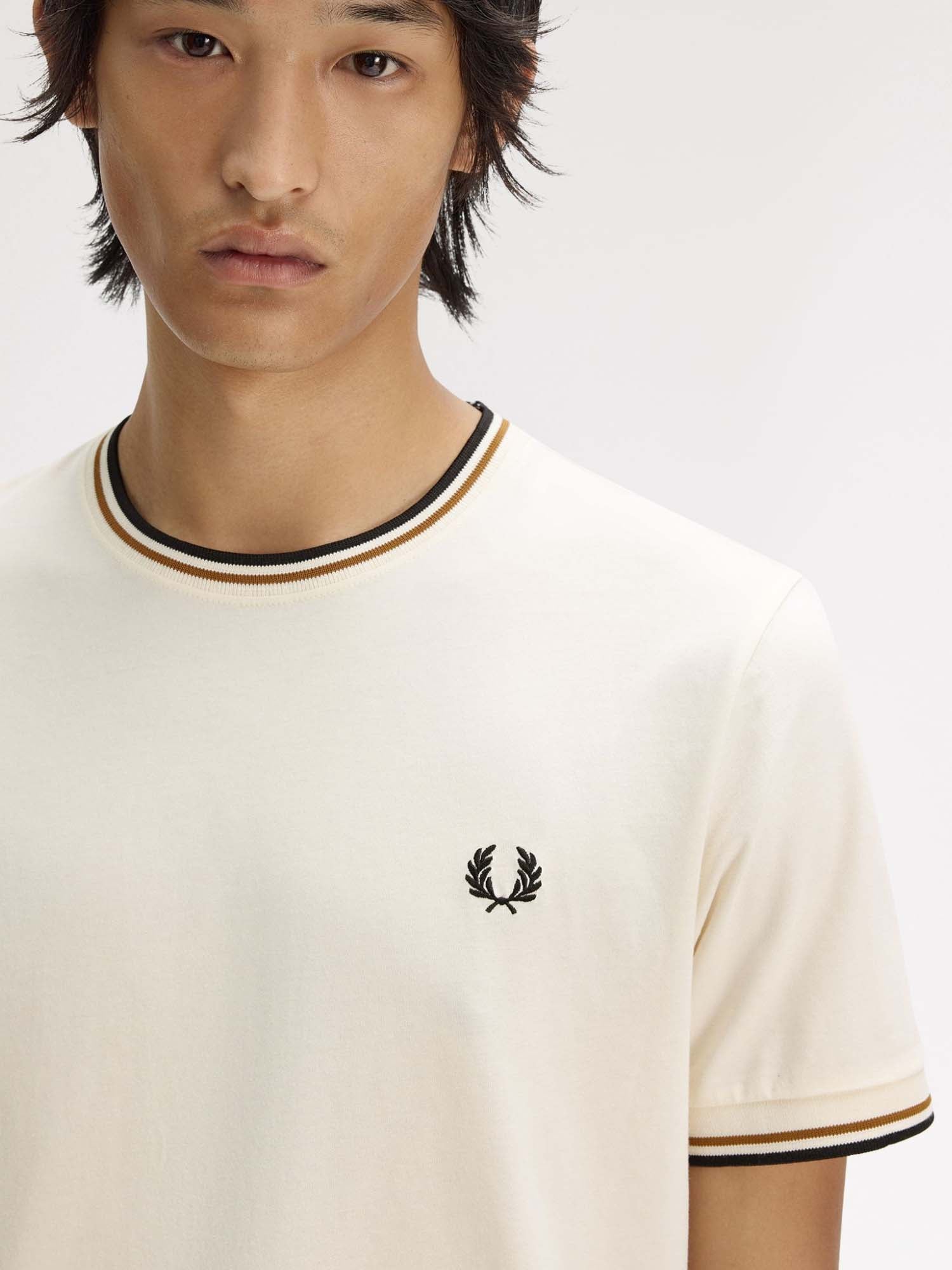 Fred Perry T-shirt con doppia riga Bianco