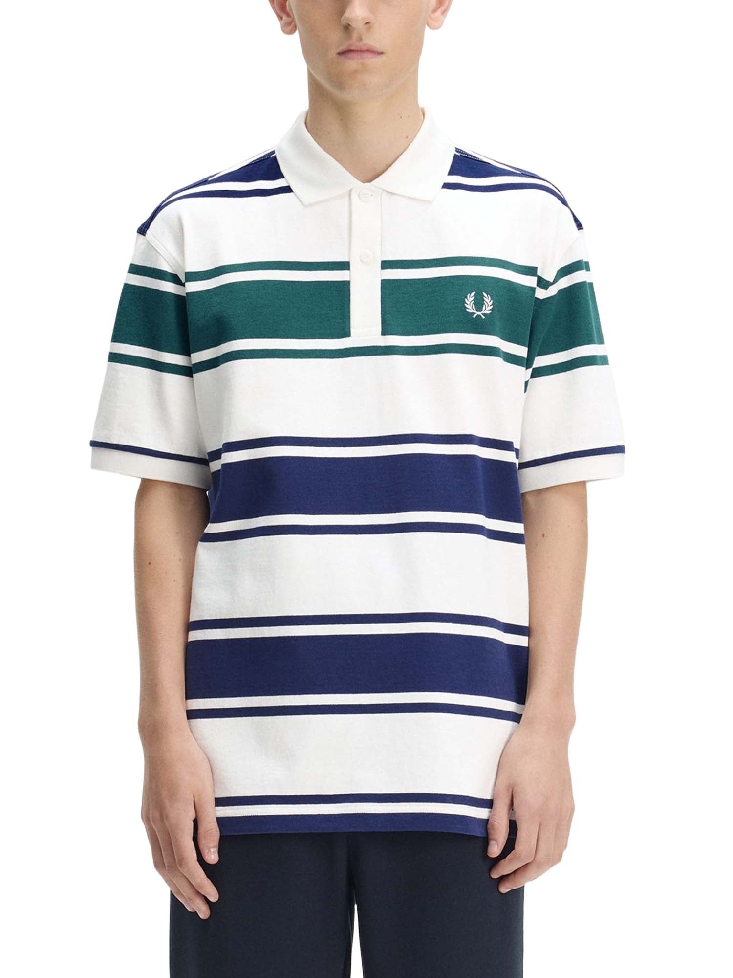 Fred Perry Polo Con Riga Relaxed Bianco