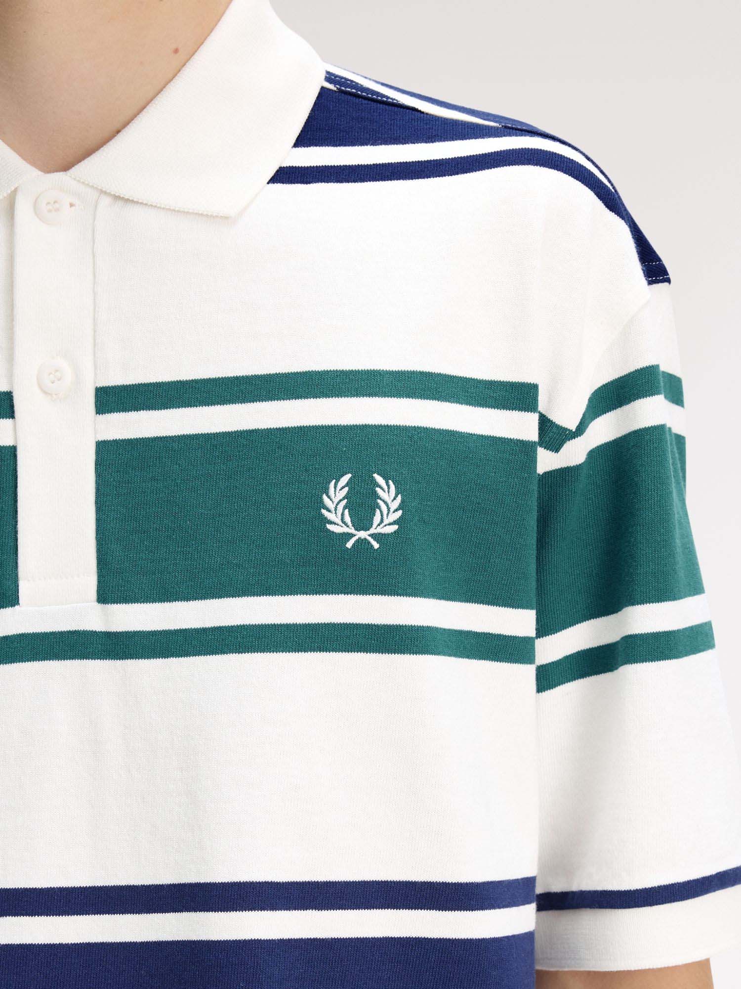 Fred Perry Polo Con Riga Relaxed Bianco