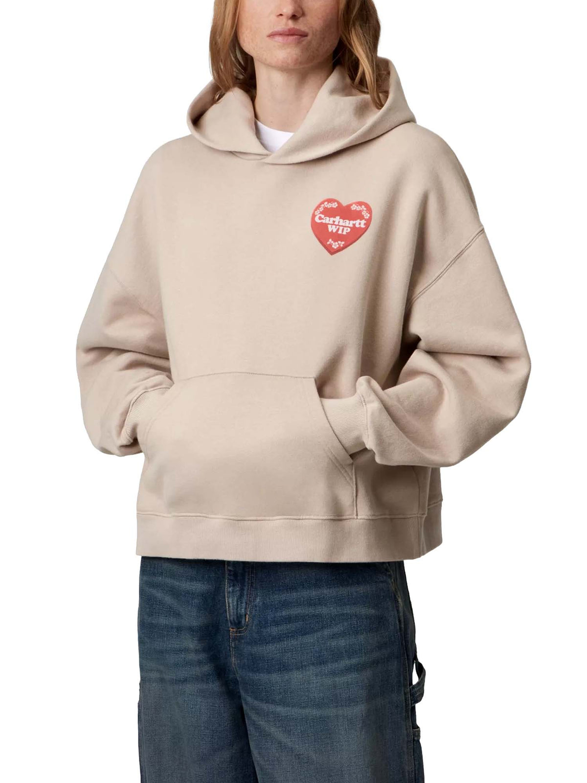 Carhartt Wip Women's Hooded Hartt Case Sweatshirt Beige