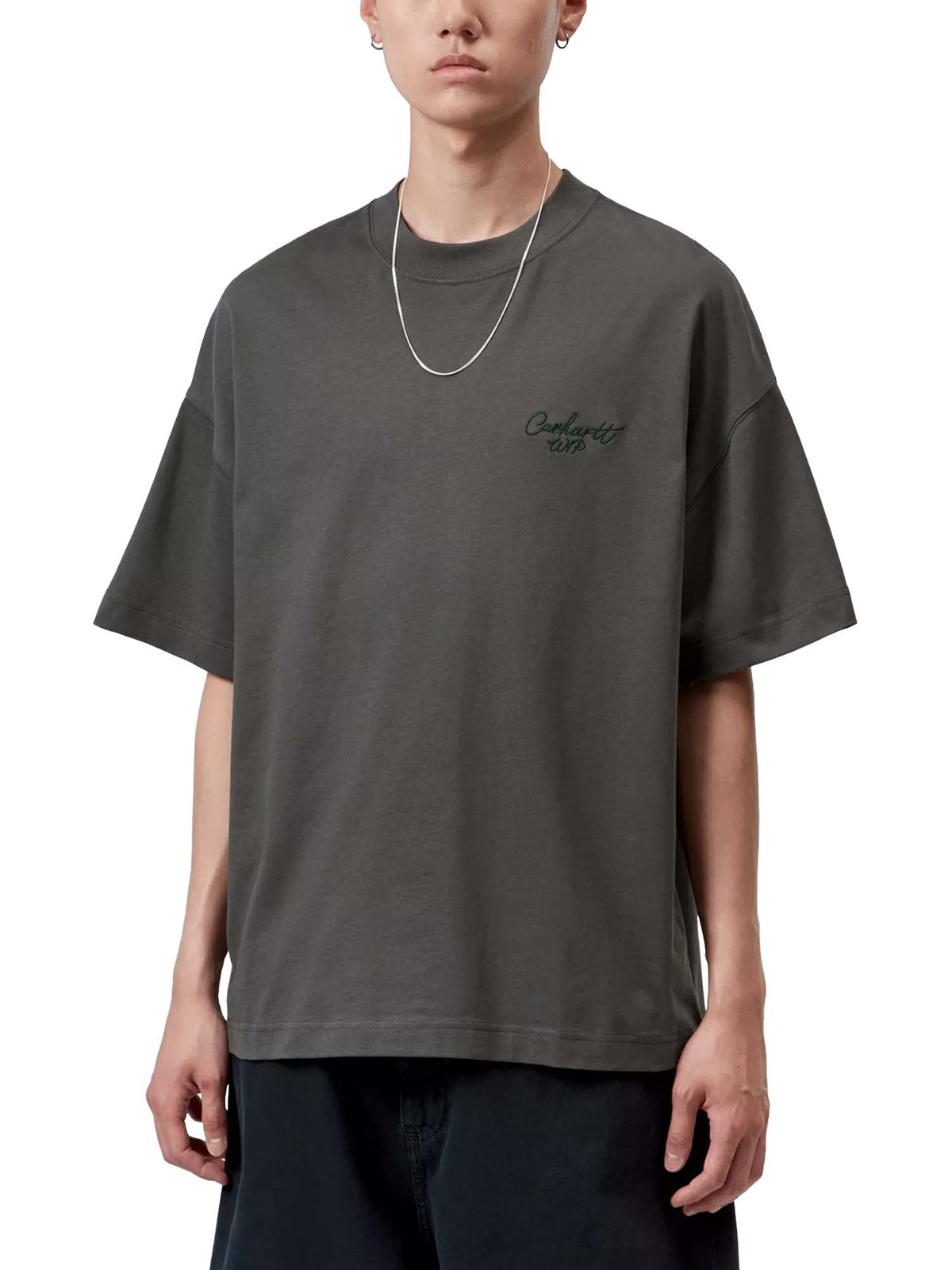 Carhartt Wip S/S Signature Script T-Shirt Grigio
