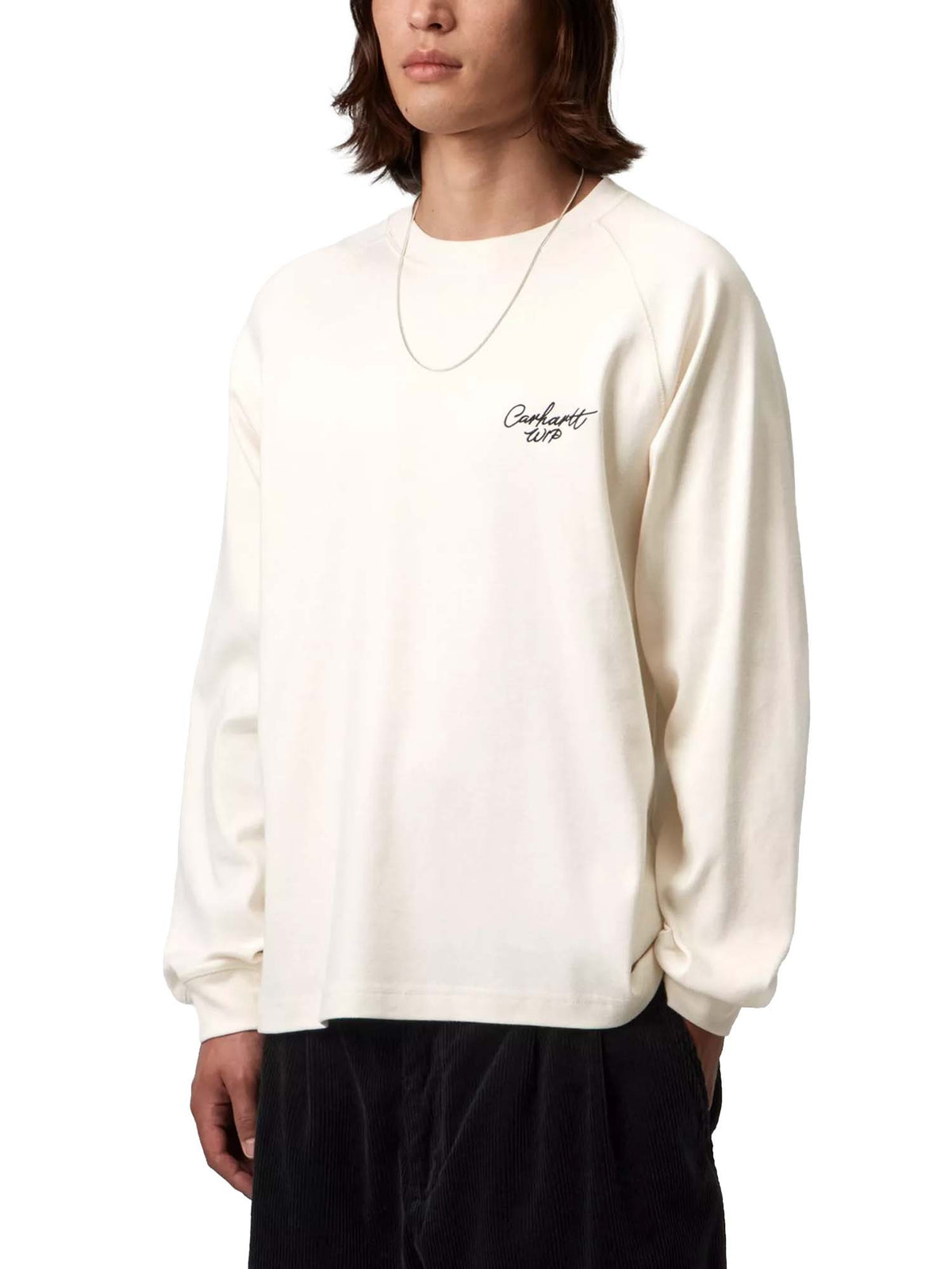 Carhartt Wip L/S Signature Rib T-Shirt Bianco