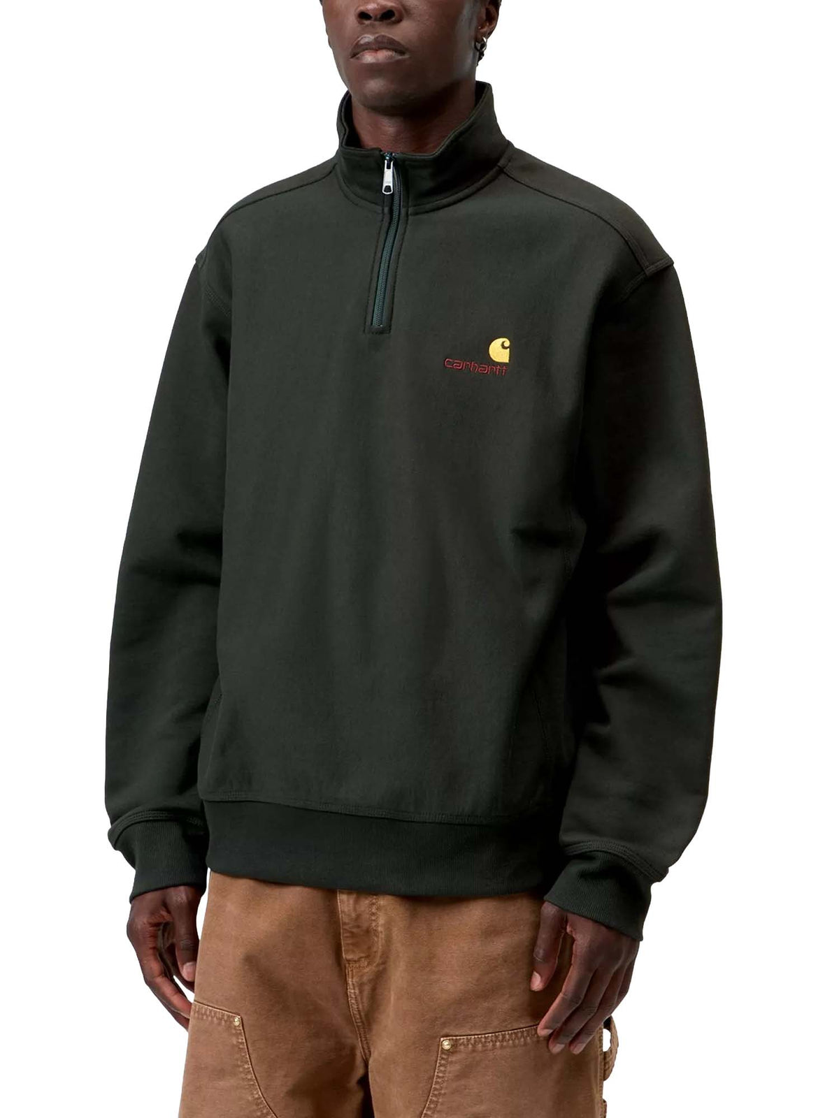 Carhartt Wip Half Zip American Script Sweatshirt Grigio