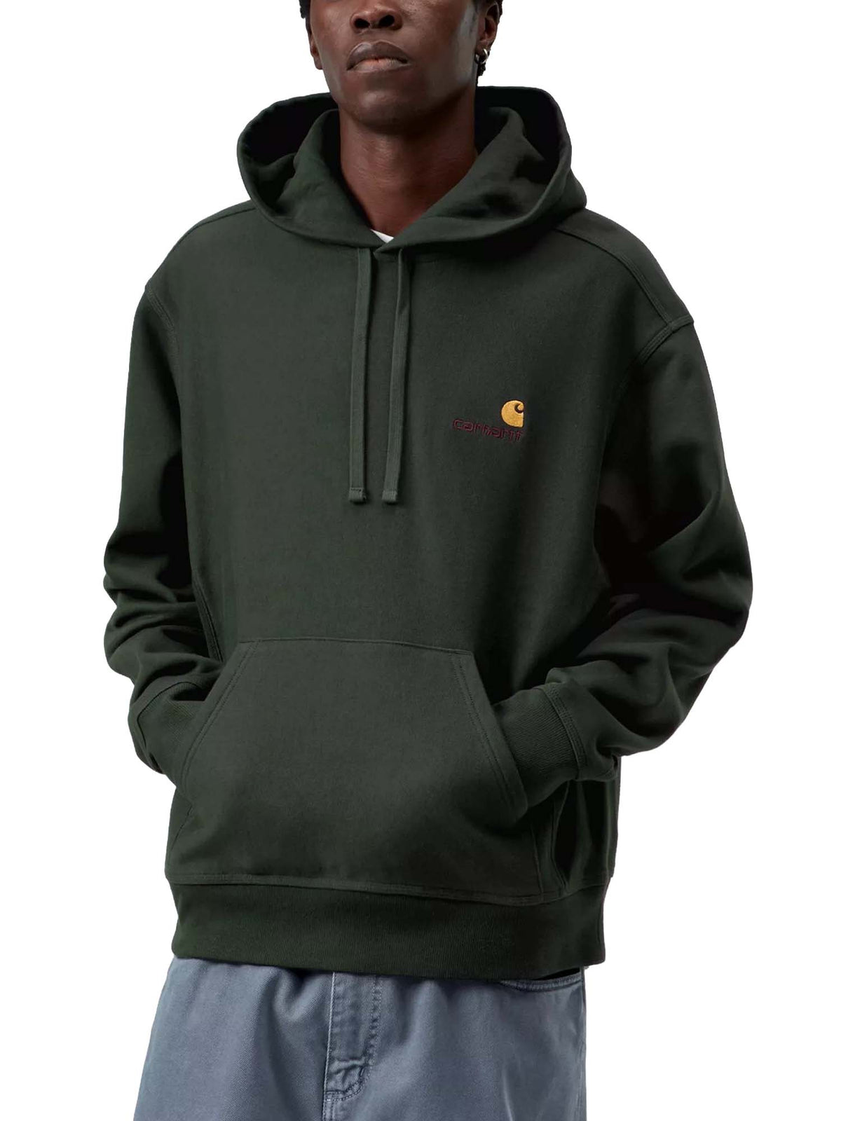 Carhartt Wip Hooded American Script Sweatshirt Grigio