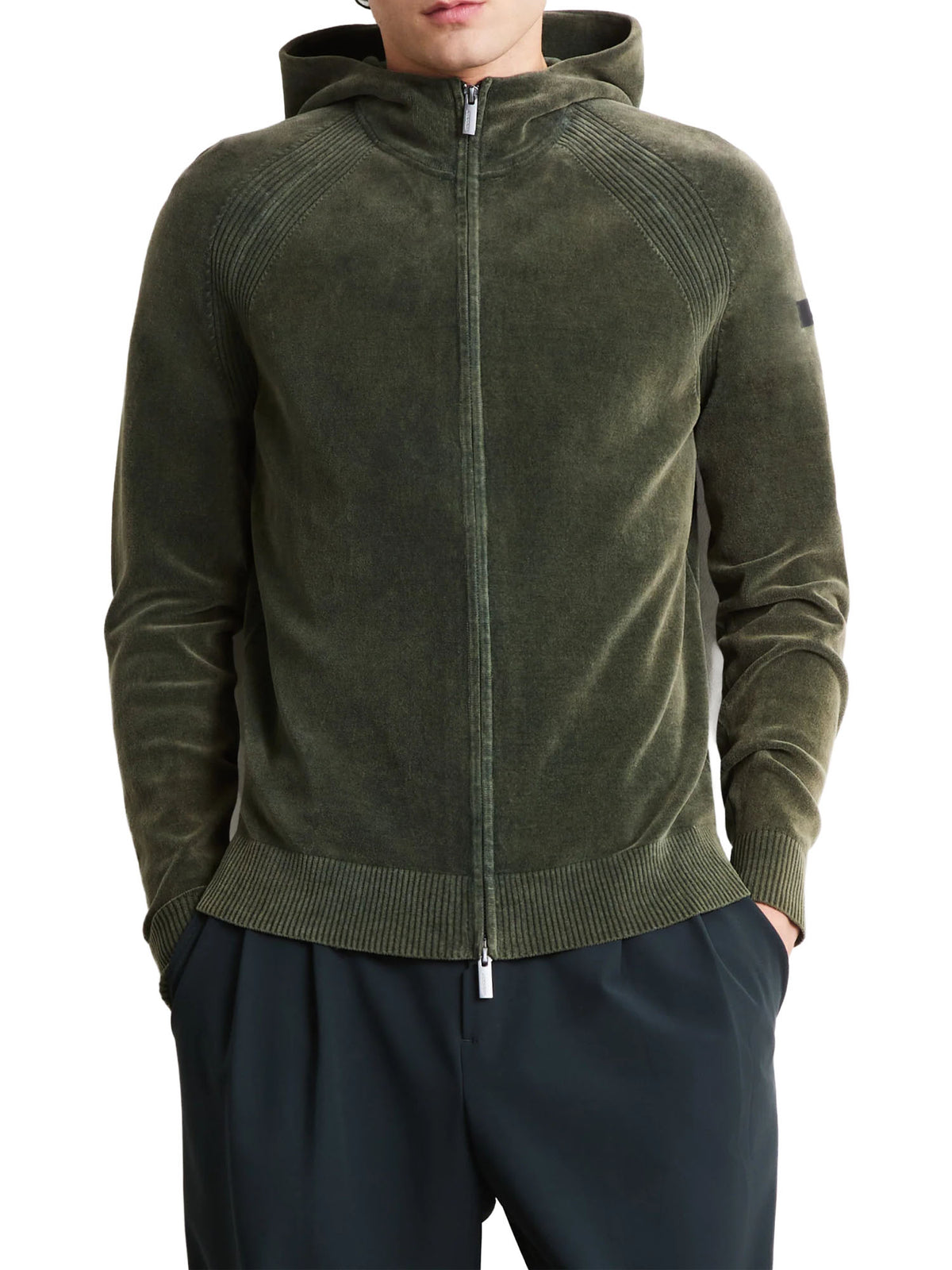 Rrd Velvet Techno Wash Hood Zip Knit Verde