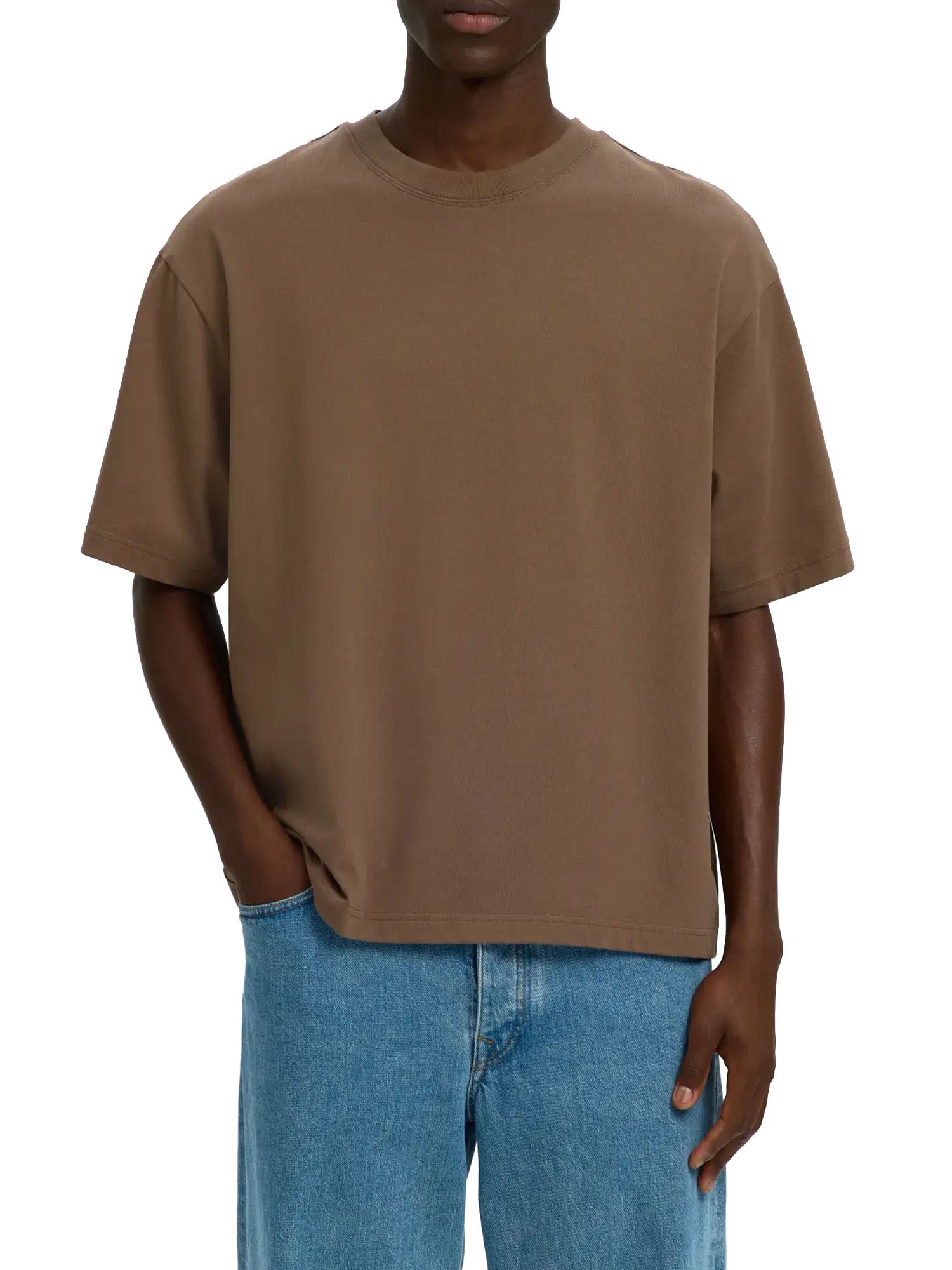 Selected T-shirt Slmrelaxaspen 2-Ply Marrone