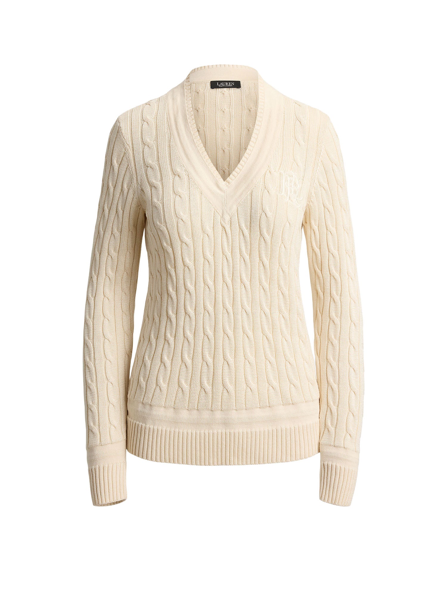 Lauren Ralph Lauren Maglione Cable-Knit Cricket Bianco
