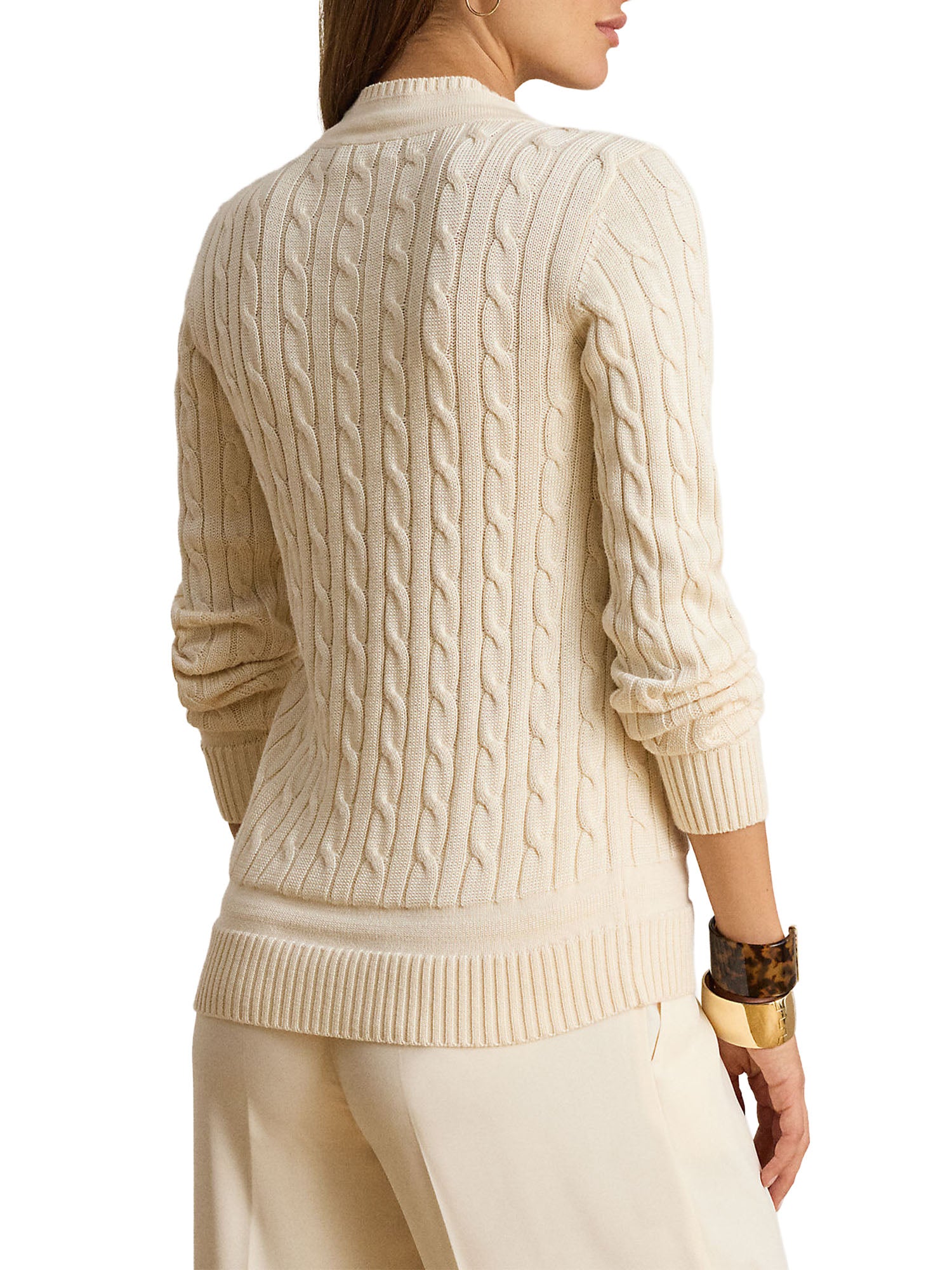 Lauren Ralph Lauren Maglione Cable-Knit Cricket Bianco