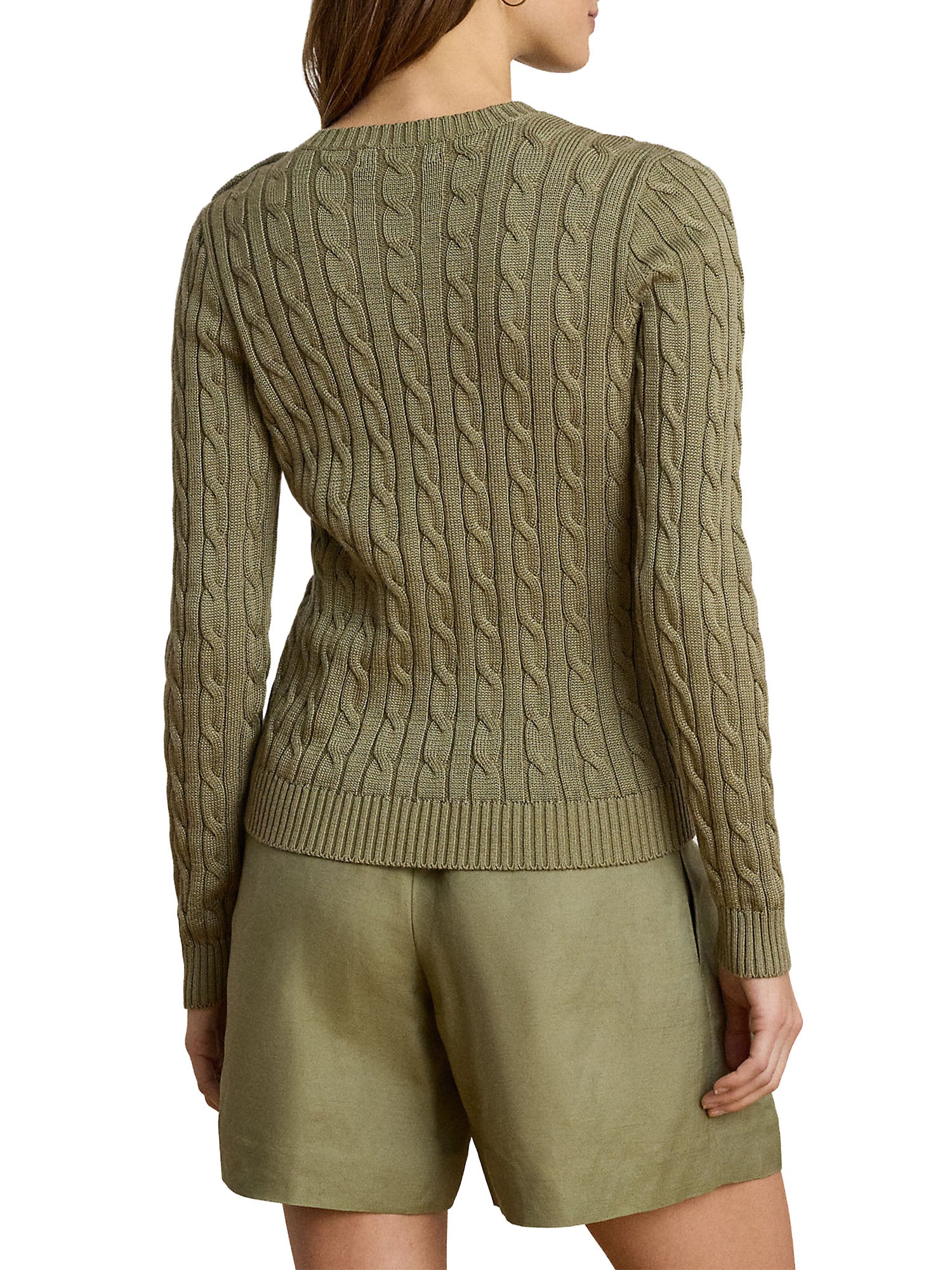 Lauren Ralph Lauren Button-Trim Cable-Knit Sweater Verde