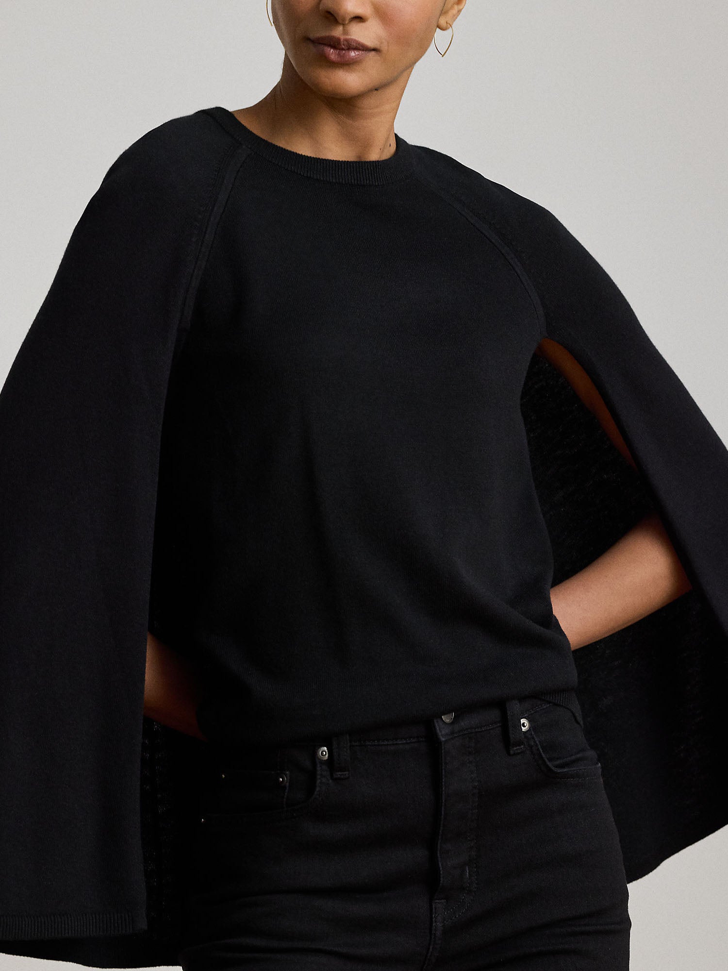 Lauren Ralph Lauren Maglione Cape Crewneck Nero