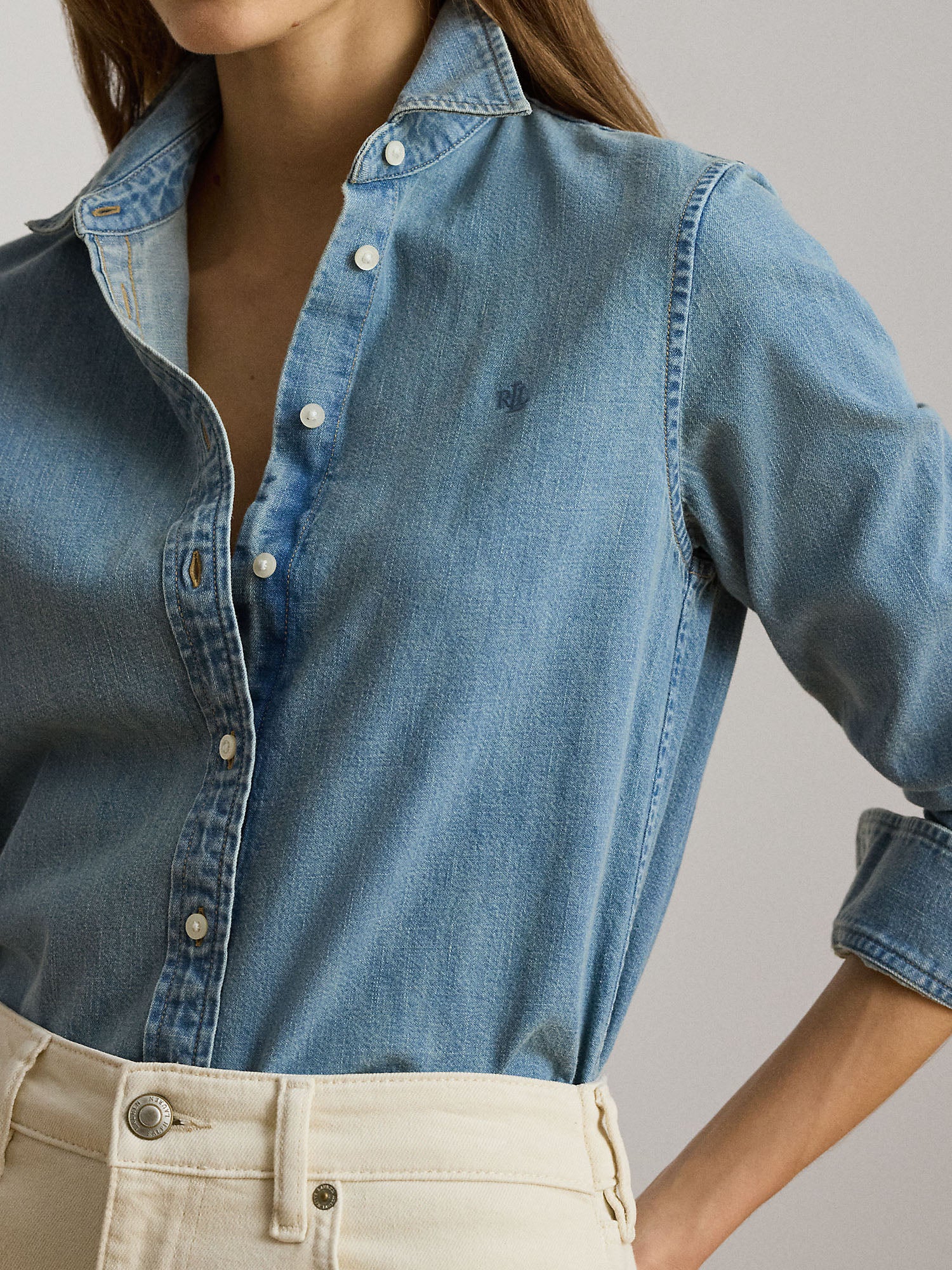 Lauren Ralph Lauren Camicia Classic Fit Denim Azzurro