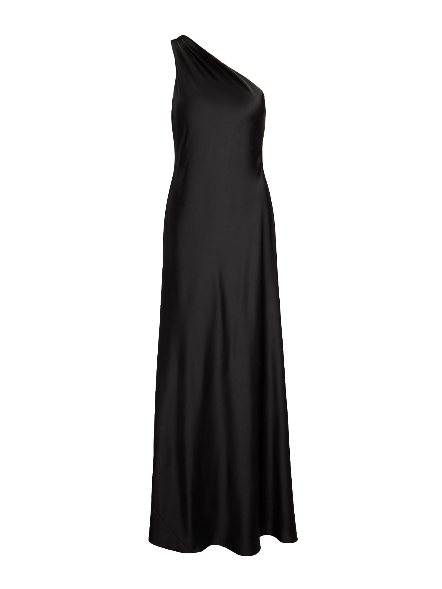 Lauren Ralph Lauren Vestito Satin Charmeuse One-Shoulder Gown Nero