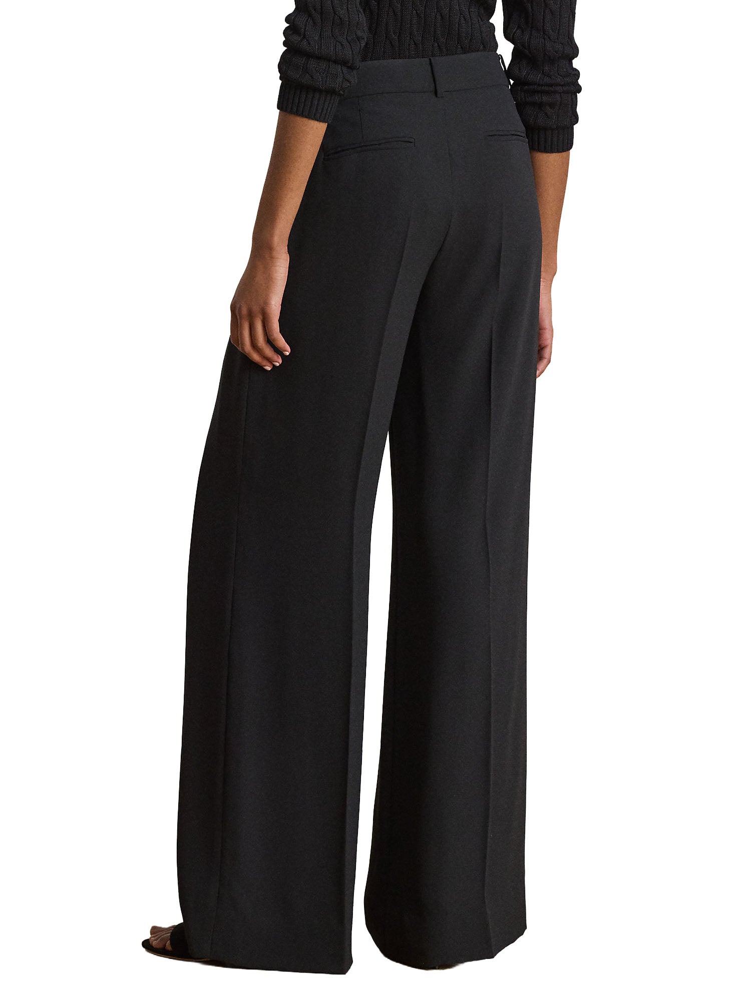 Lauren Ralph Lauren Pantaloni Double-Faced Georgette Wide-Leg Nero
