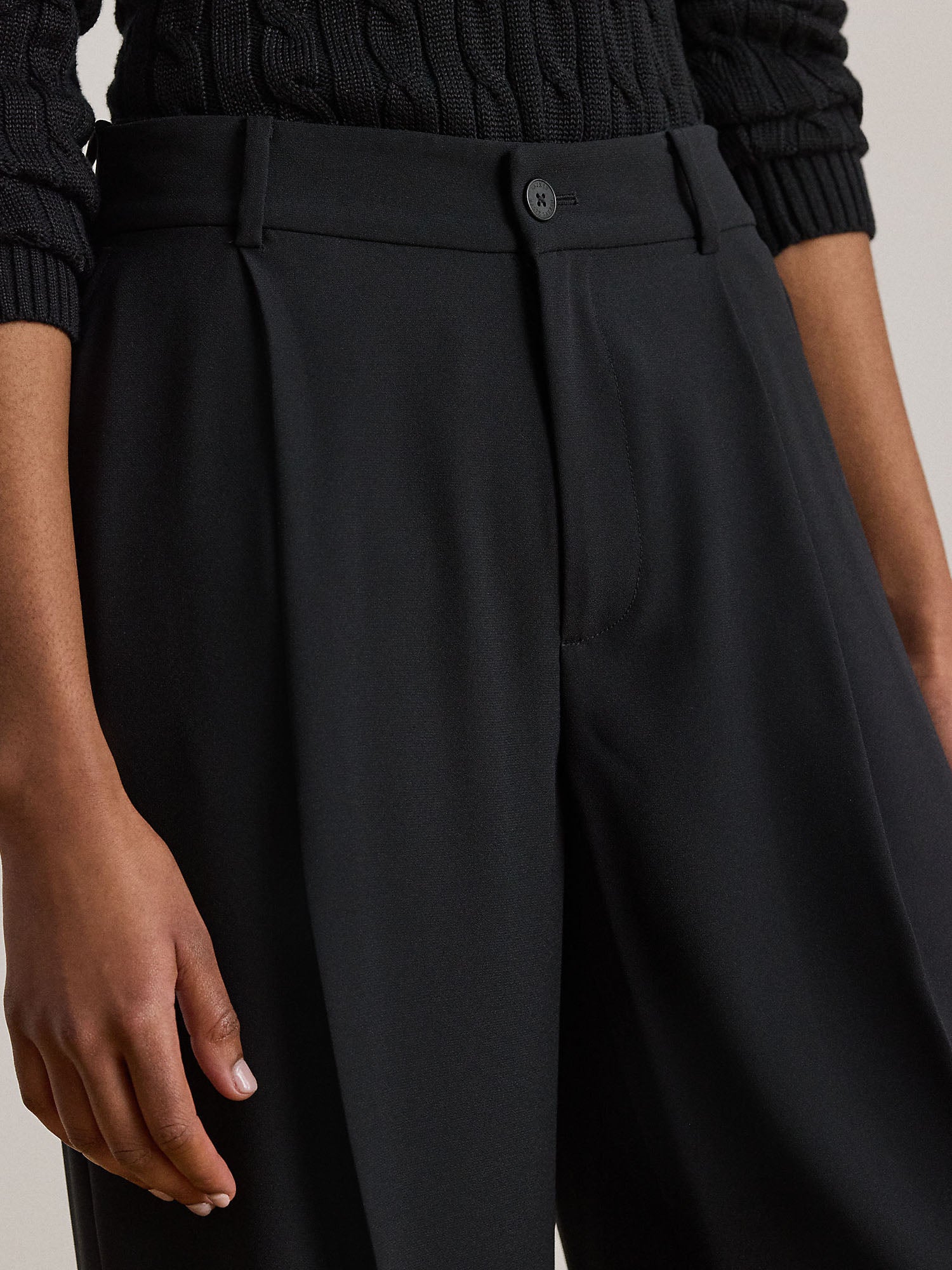 Lauren Ralph Lauren Pantaloni Double-Faced Georgette Wide-Leg Nero