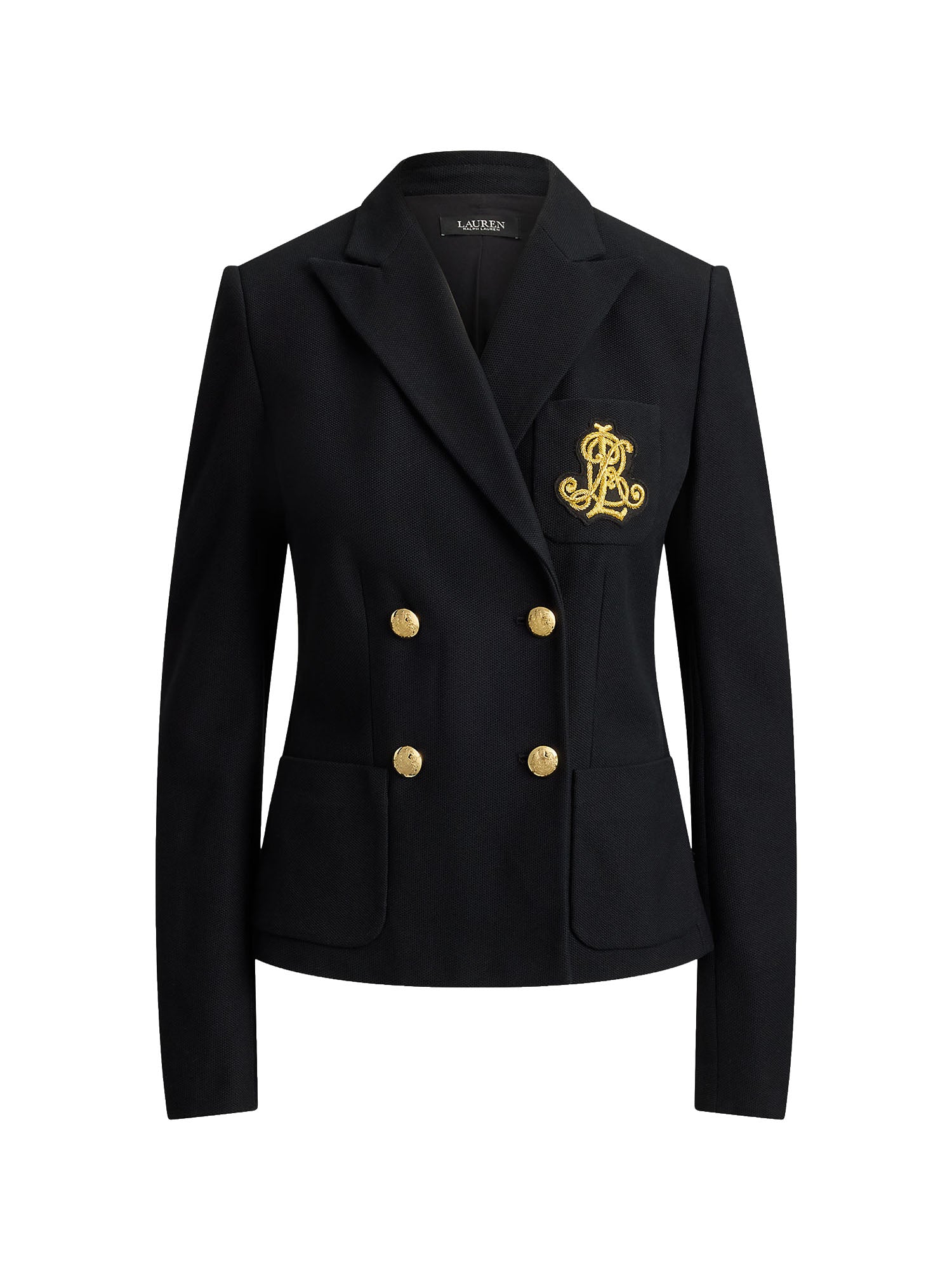 Lauren Ralph Lauren Blazer Double-Breasted Stretch Piqué Nero