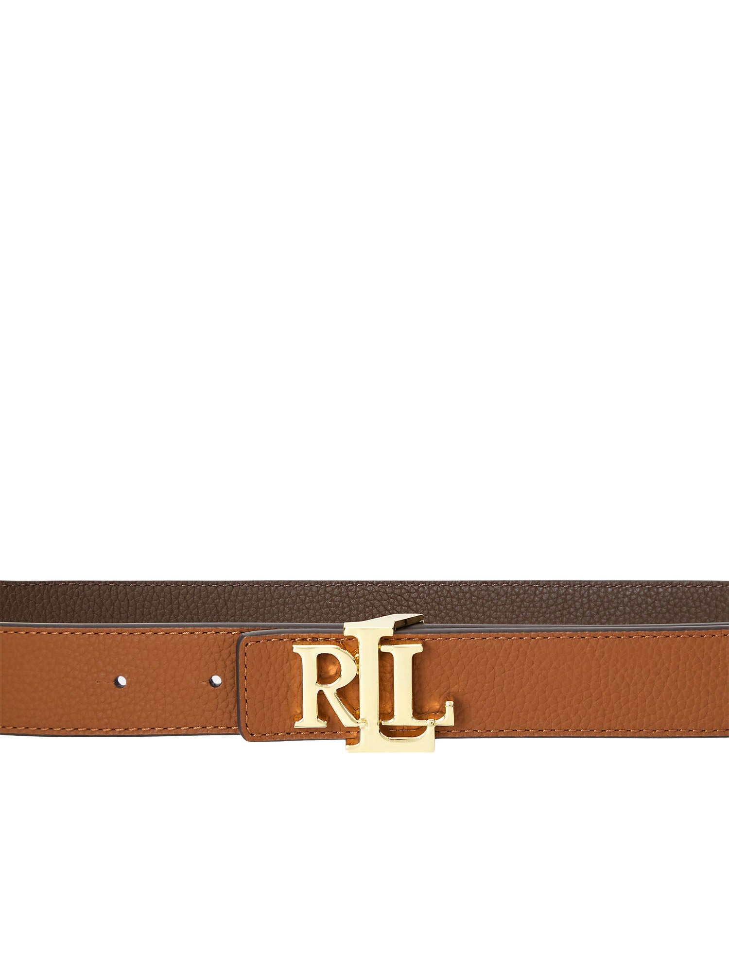 Lauren Ralph Lauren Cintura Logo Reversible Pebbled Leather Marrone