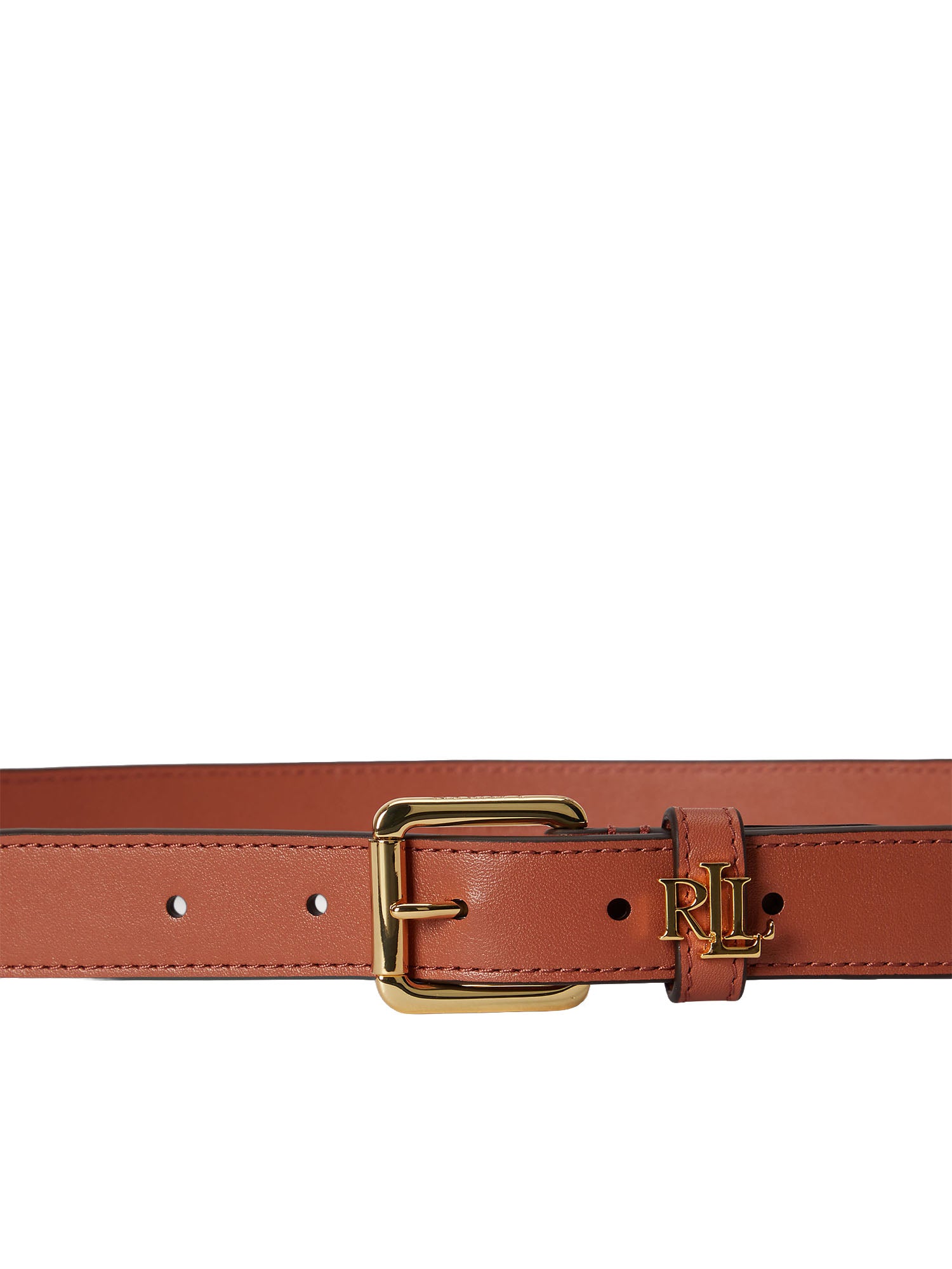 Lauren Ralph Lauren Logo-Keeper Leather Skinny Belt Rosso