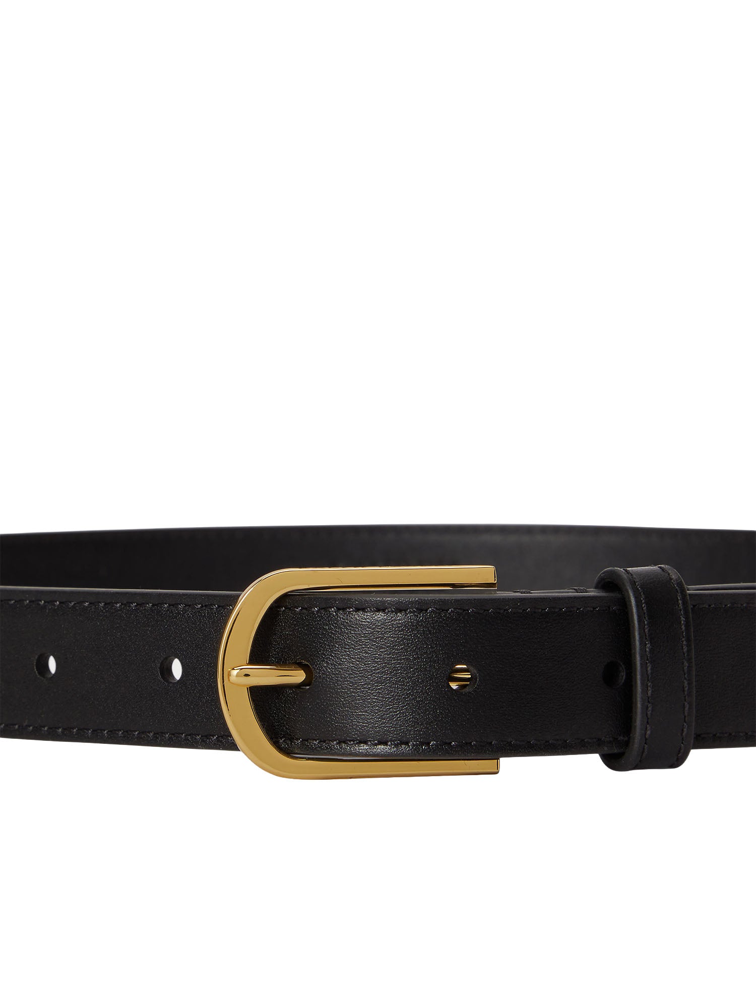 Lauren Ralph Lauren Cintura Rounded-Buckle Leather Skinny Nero